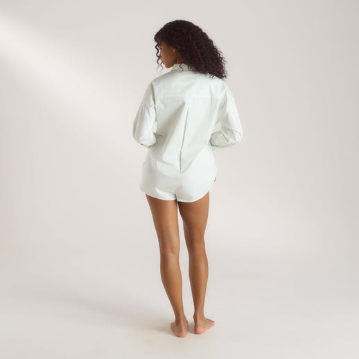 Bloom & Stripe Shirt Romper - Sage alternate