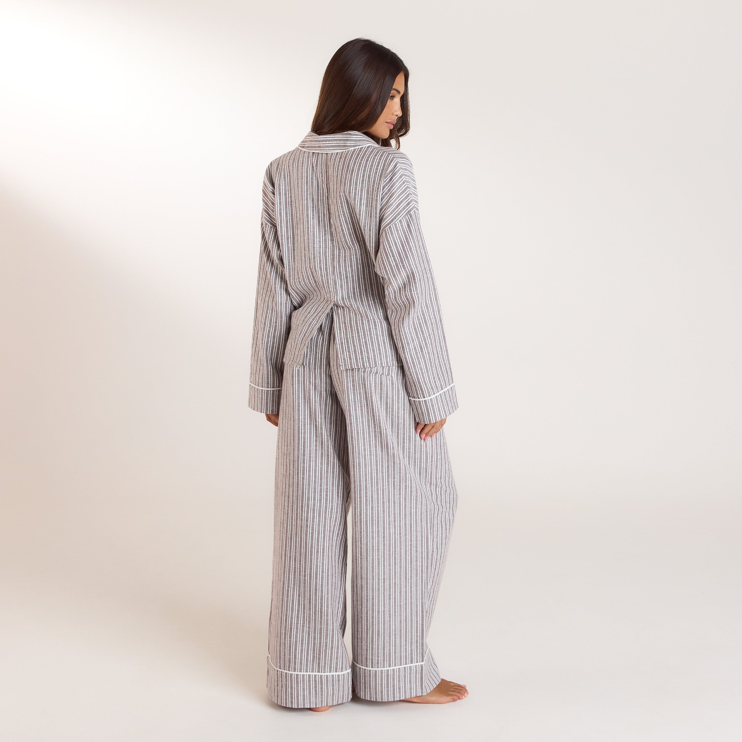 Stripe Pyjama Bottoms | Stripe Pajama Pants - Chocolate