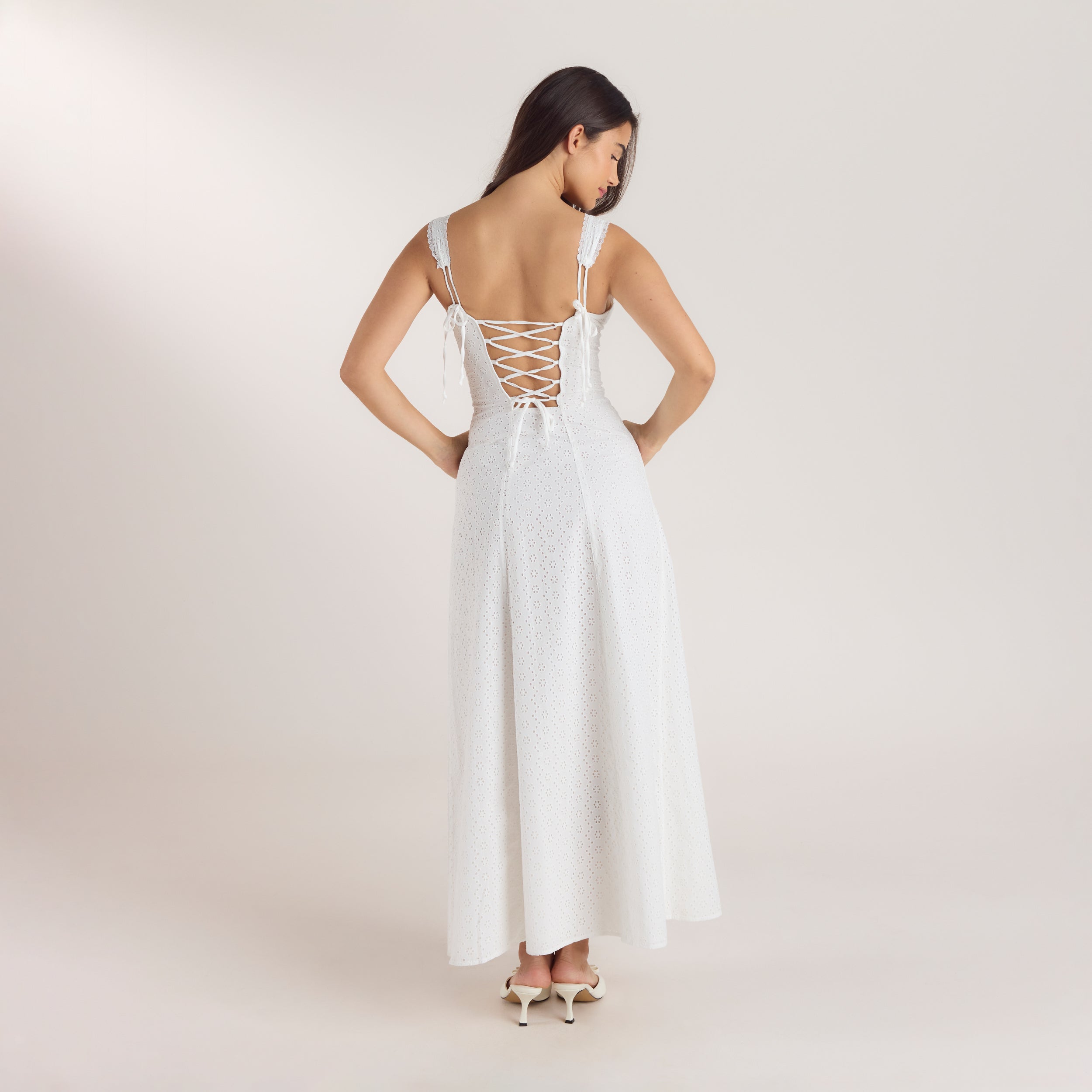 Corset Back Maxi Dress | Corset Back Maxi Dress - White