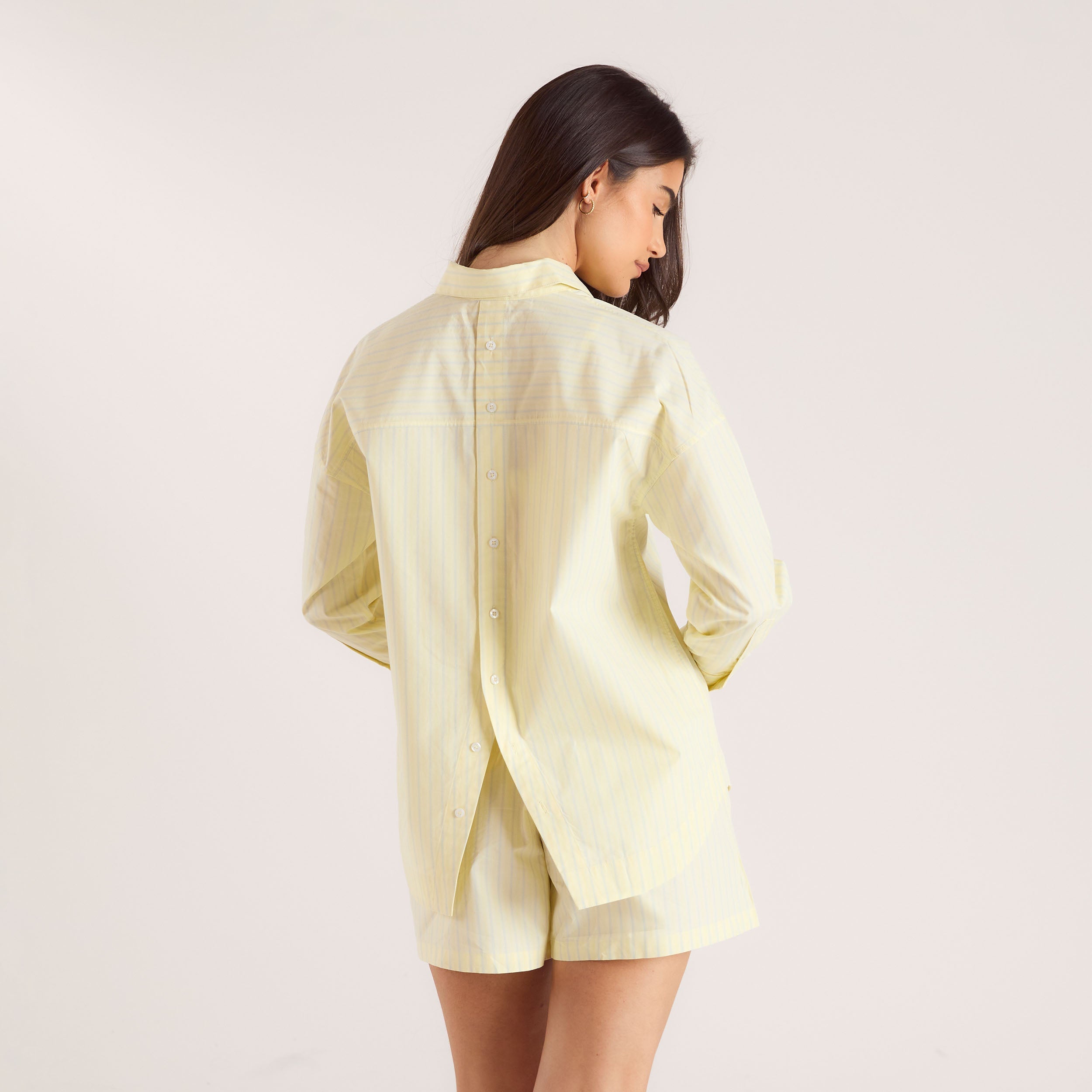Oversized Striped Cotton Shirt | Oversized Striped Cotton Shirt - Yellow