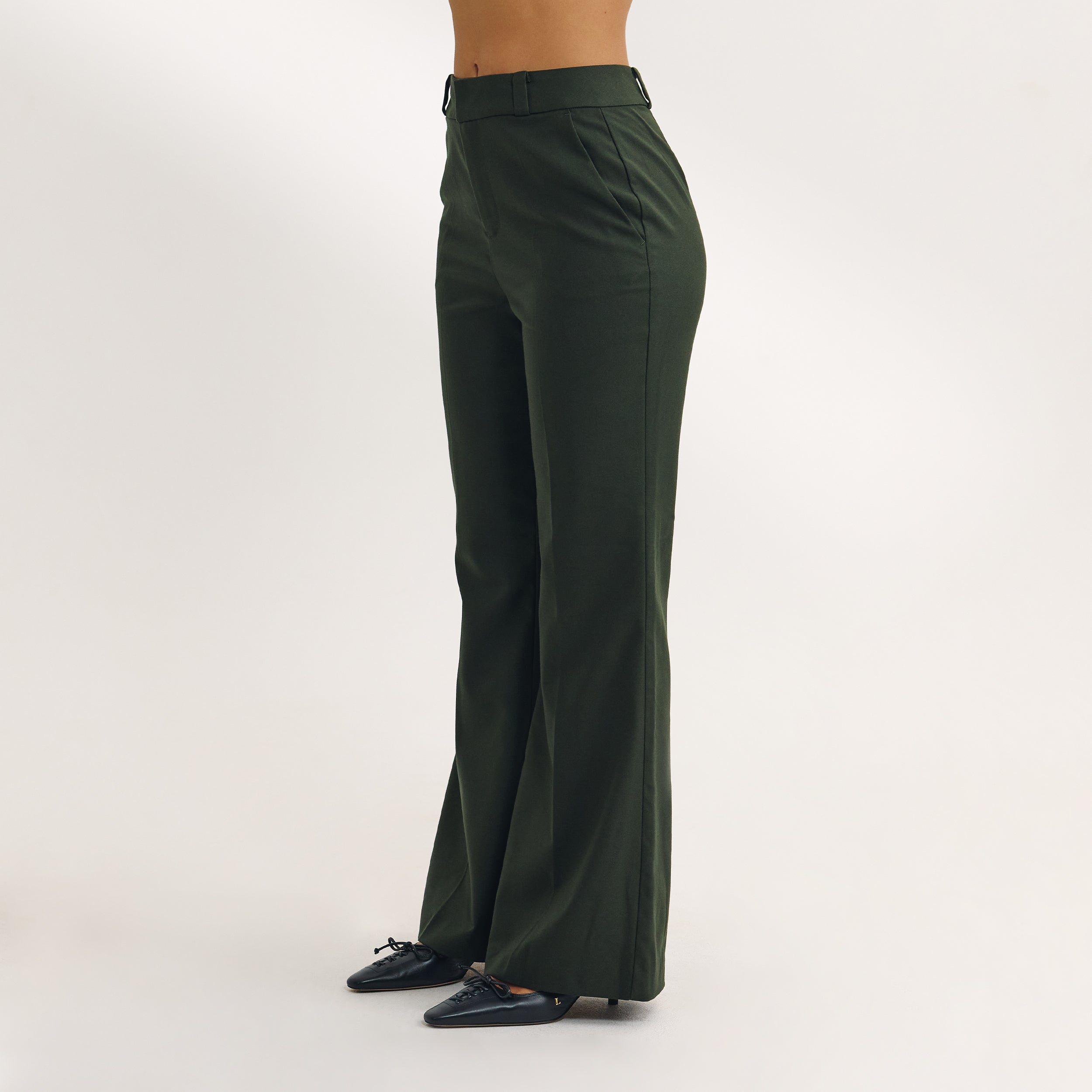 Flared Pants | Flared Pants - Dark Green
