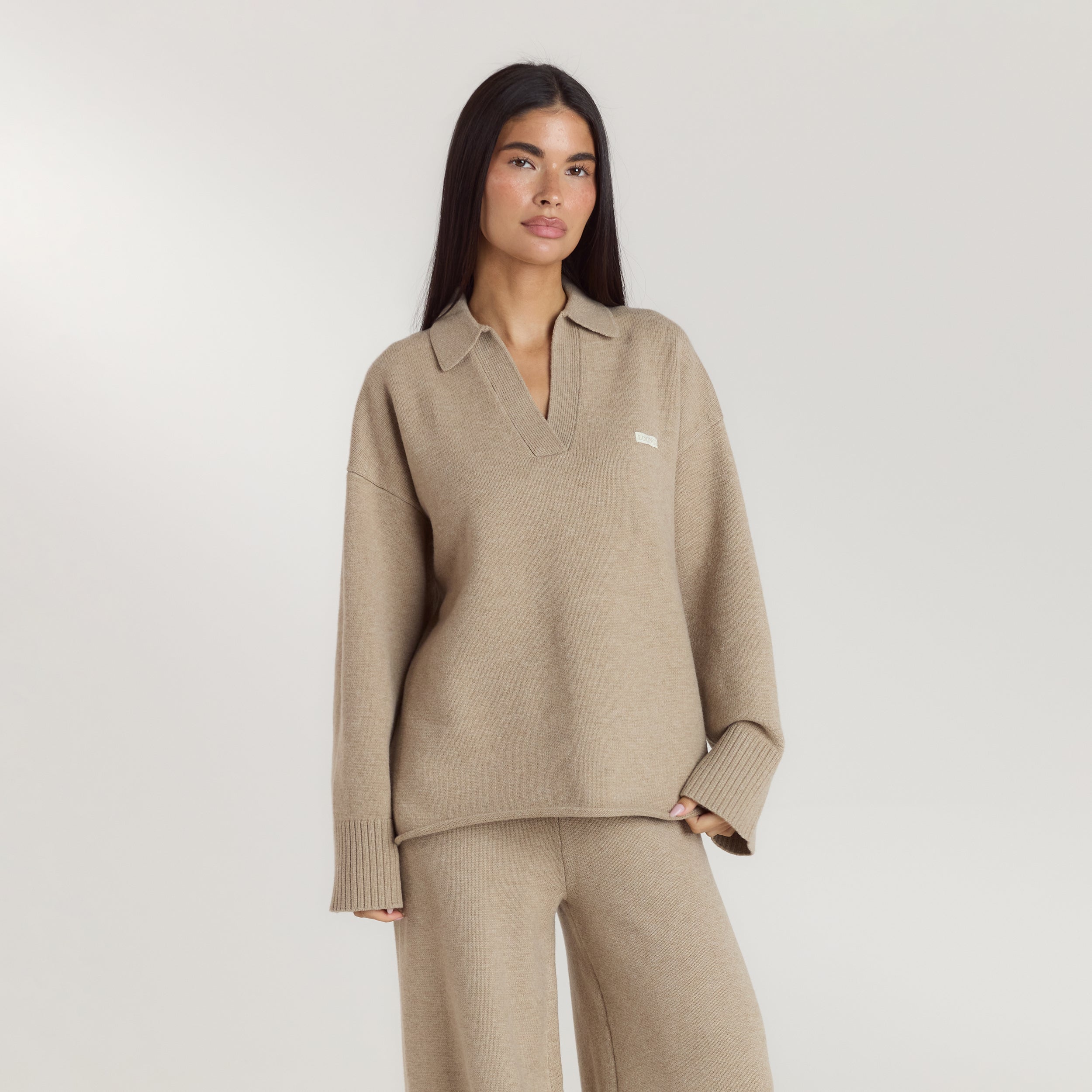 Half Placket Knitted Jumper | Half Placket Knitted Jumper - Mink