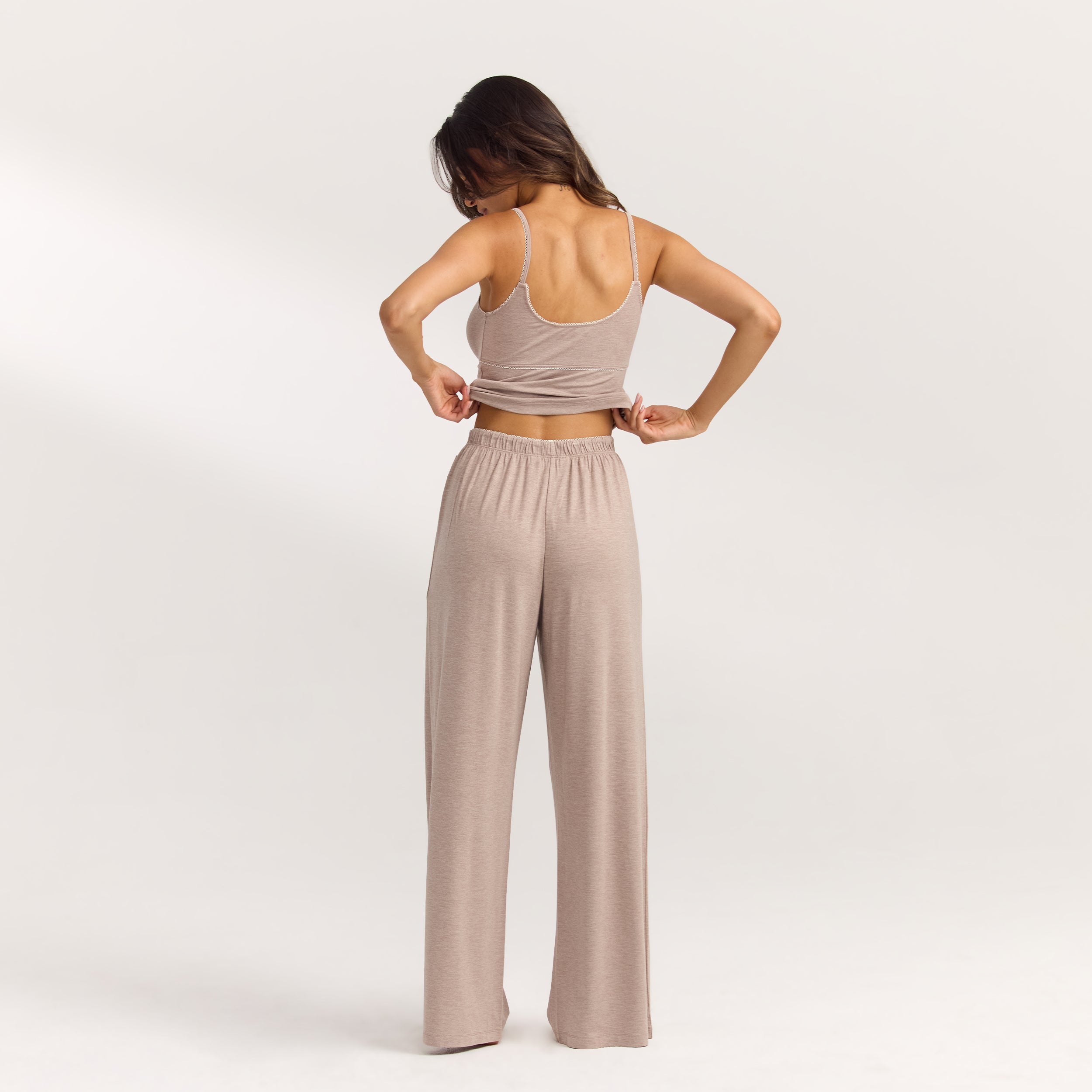 Modal Straight-Leg Pajama Pants | Modal Straight-Leg Pajama Pants - Brown Marl