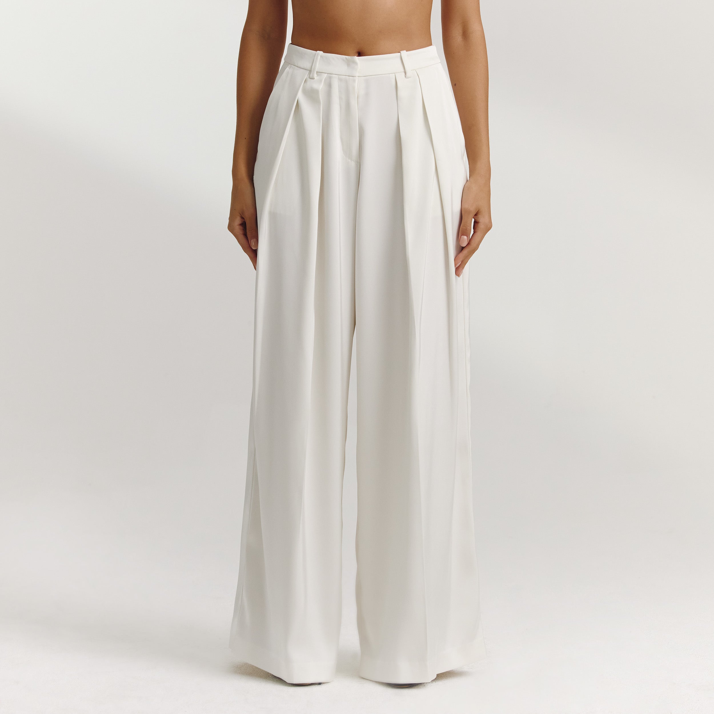 Satin Wide-Leg Pants | Satin Wide-Leg Pants - Off White