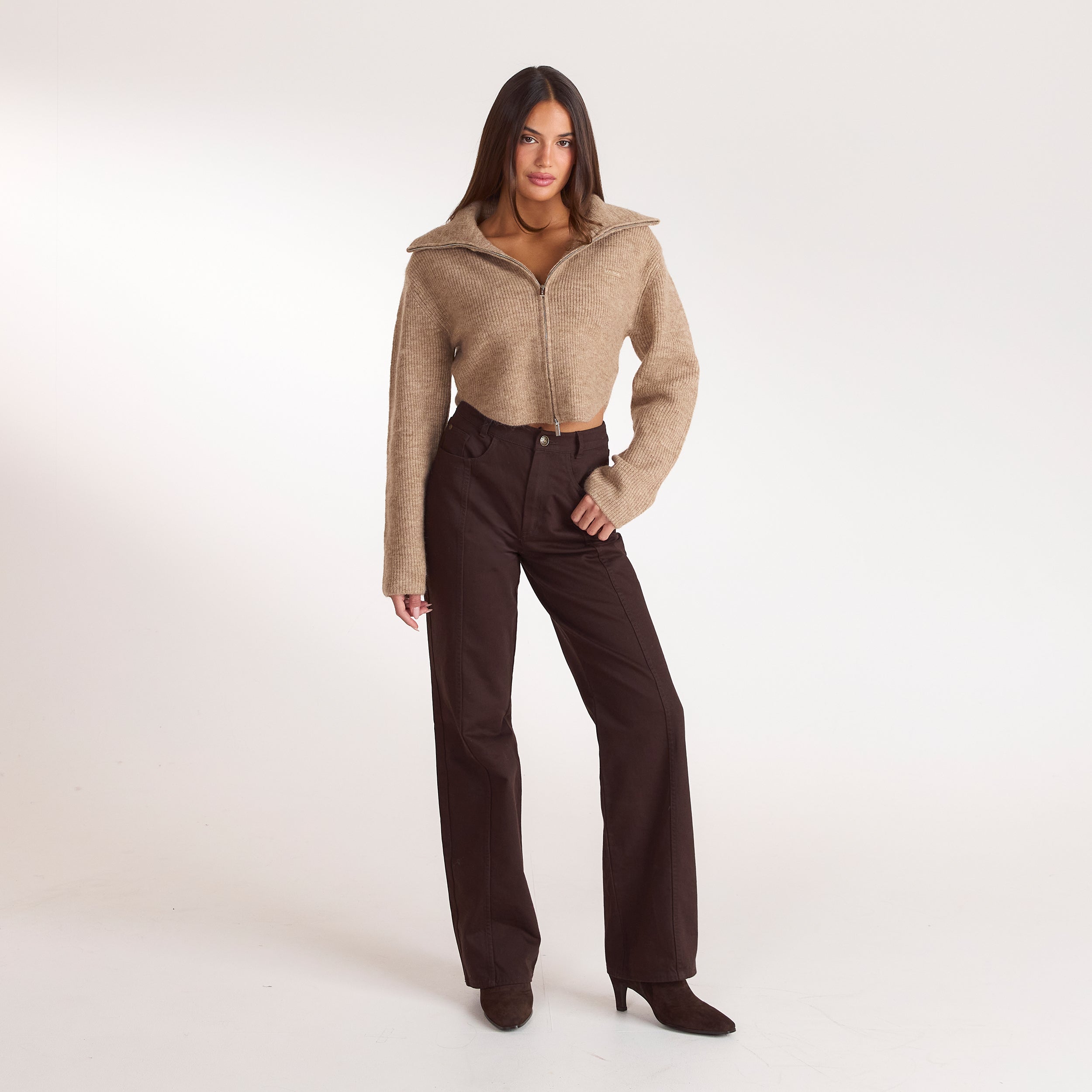 Structured Knitted Cardigan | Structured Knitted Cardigan - Biscuit