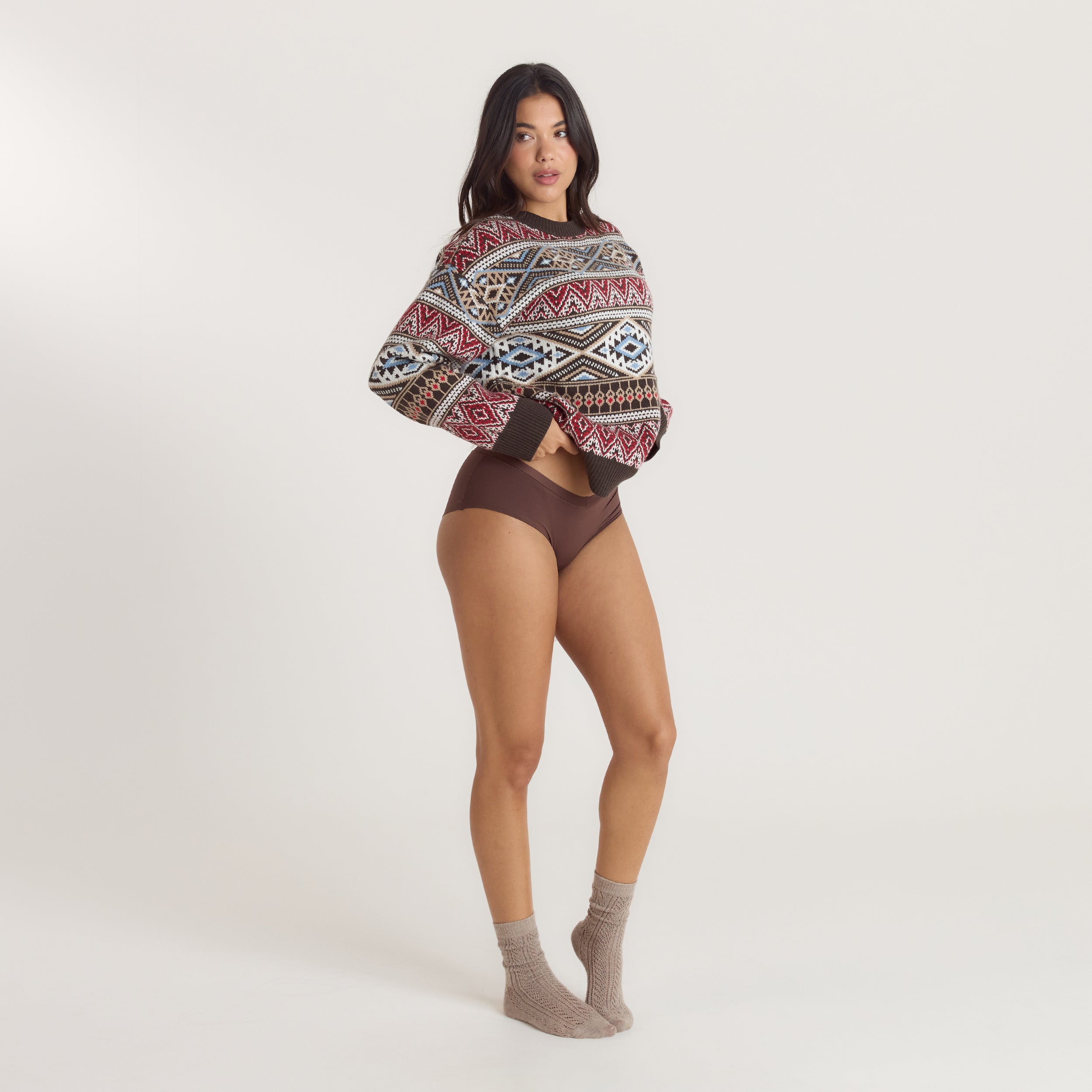 Fairisle Knitted Jumper | Fairisle Knitted Jumper - Brown/Red
