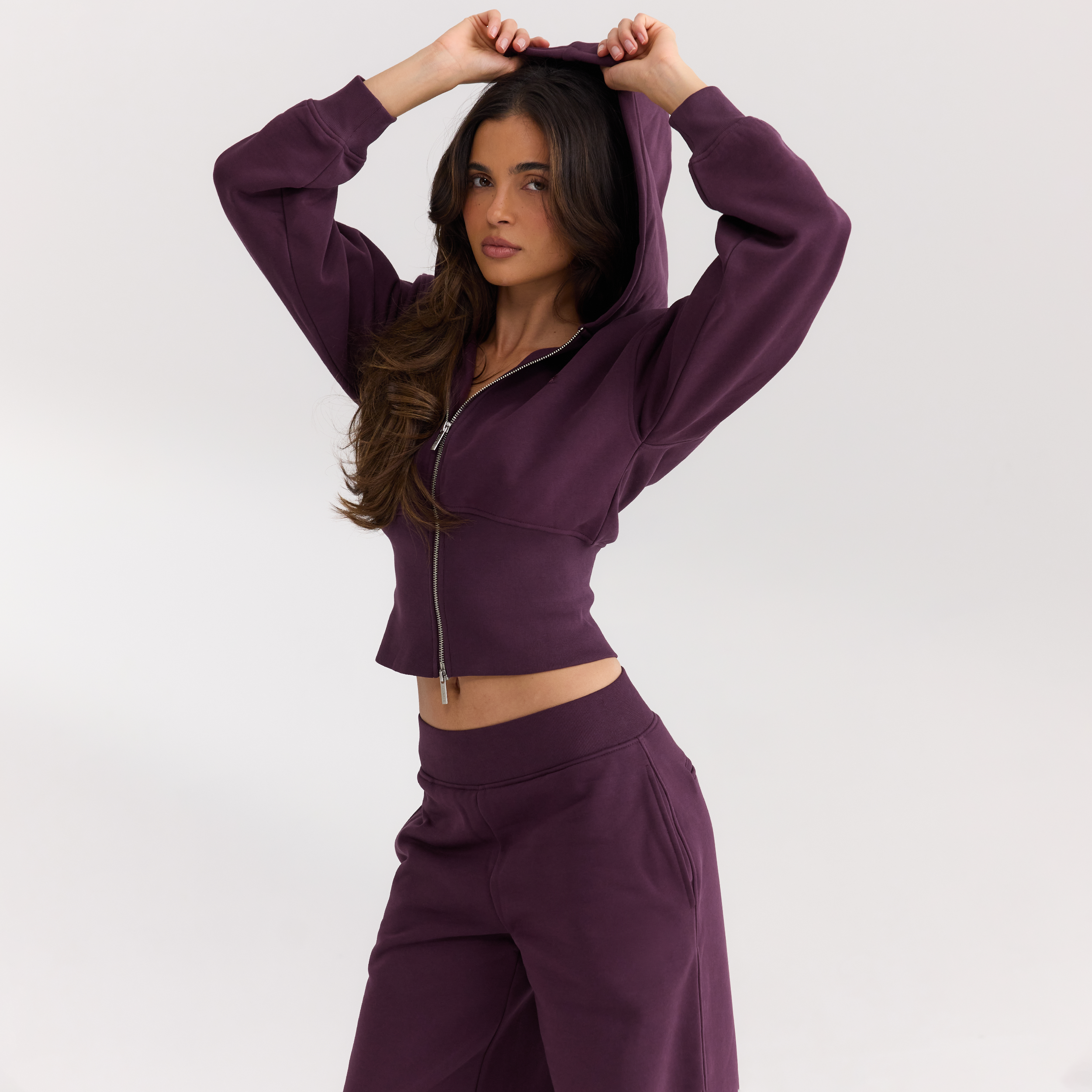 Fitted-Waist Zip-Up Hoodie | Fitted-Waist Zip-Up Hoodie - Cherry Lacquer