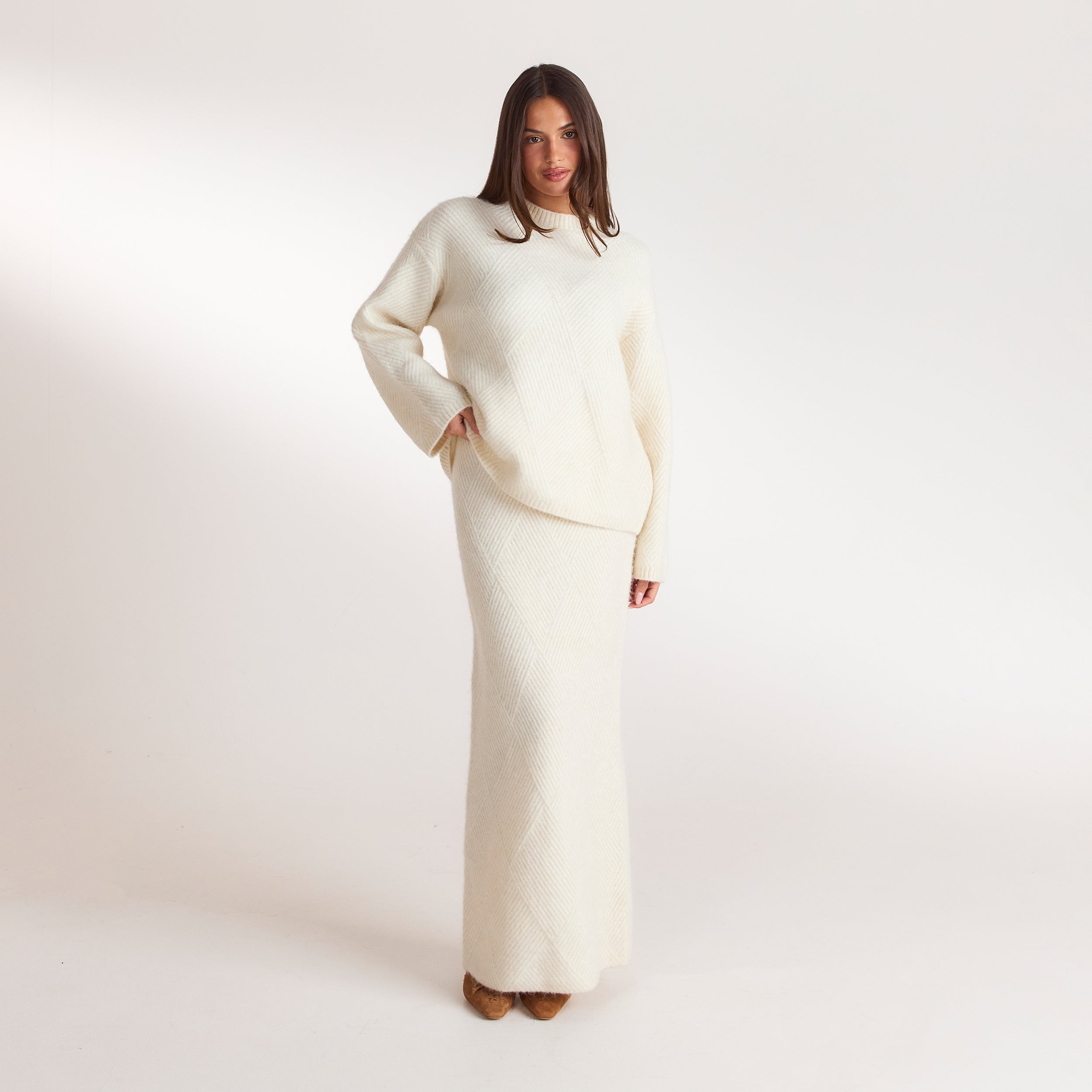 Diamond Knitted Jumper | Diamond Knitted Jumper - Cream