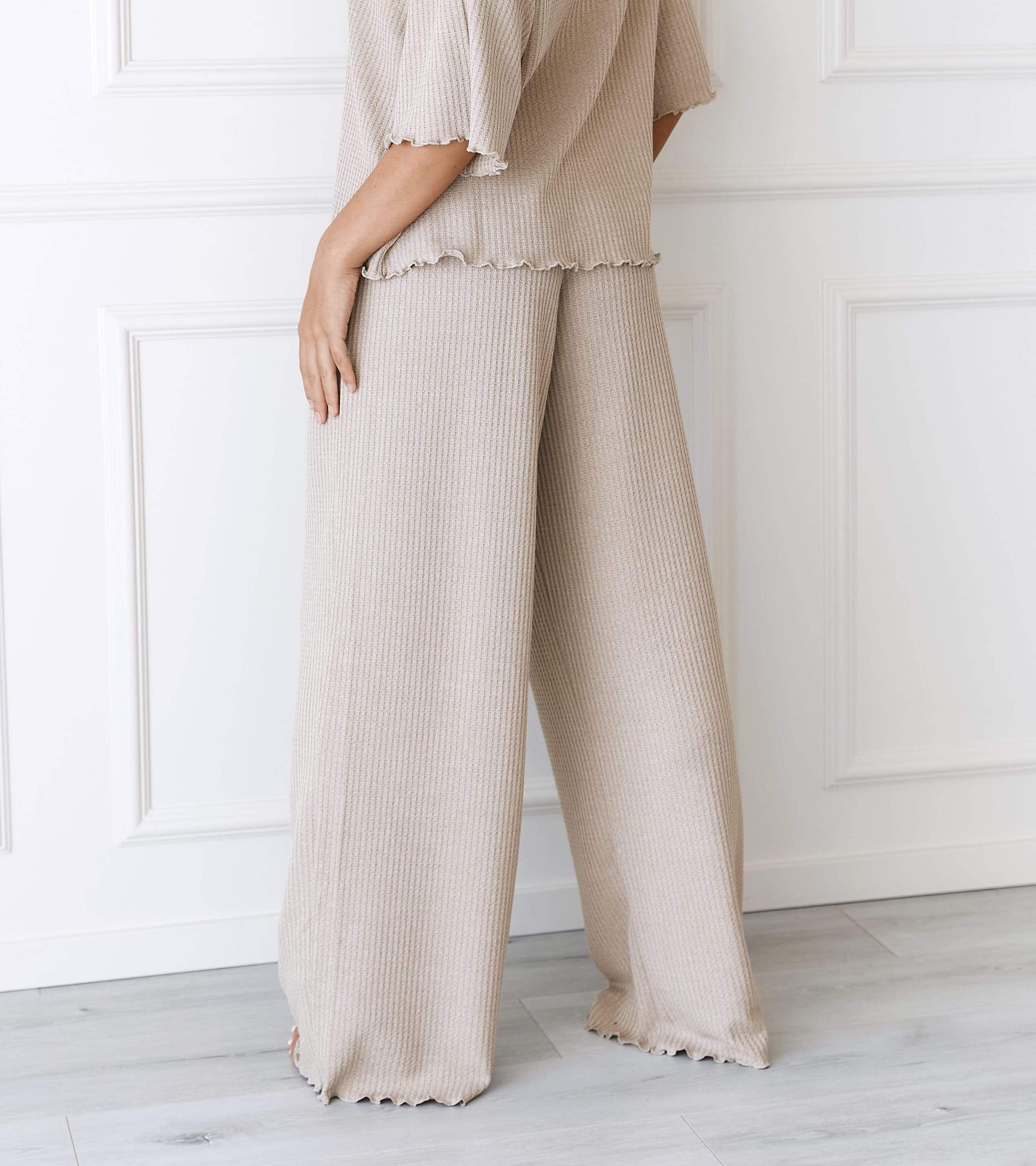 Soft Waffle Pajama Trousers - Mink