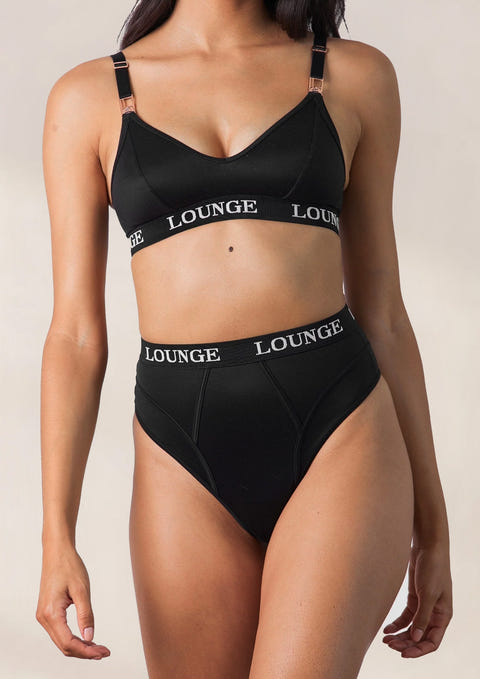 Nurture Nursing Bra & Thong/Briefs Set - Black – Lounge Underwear