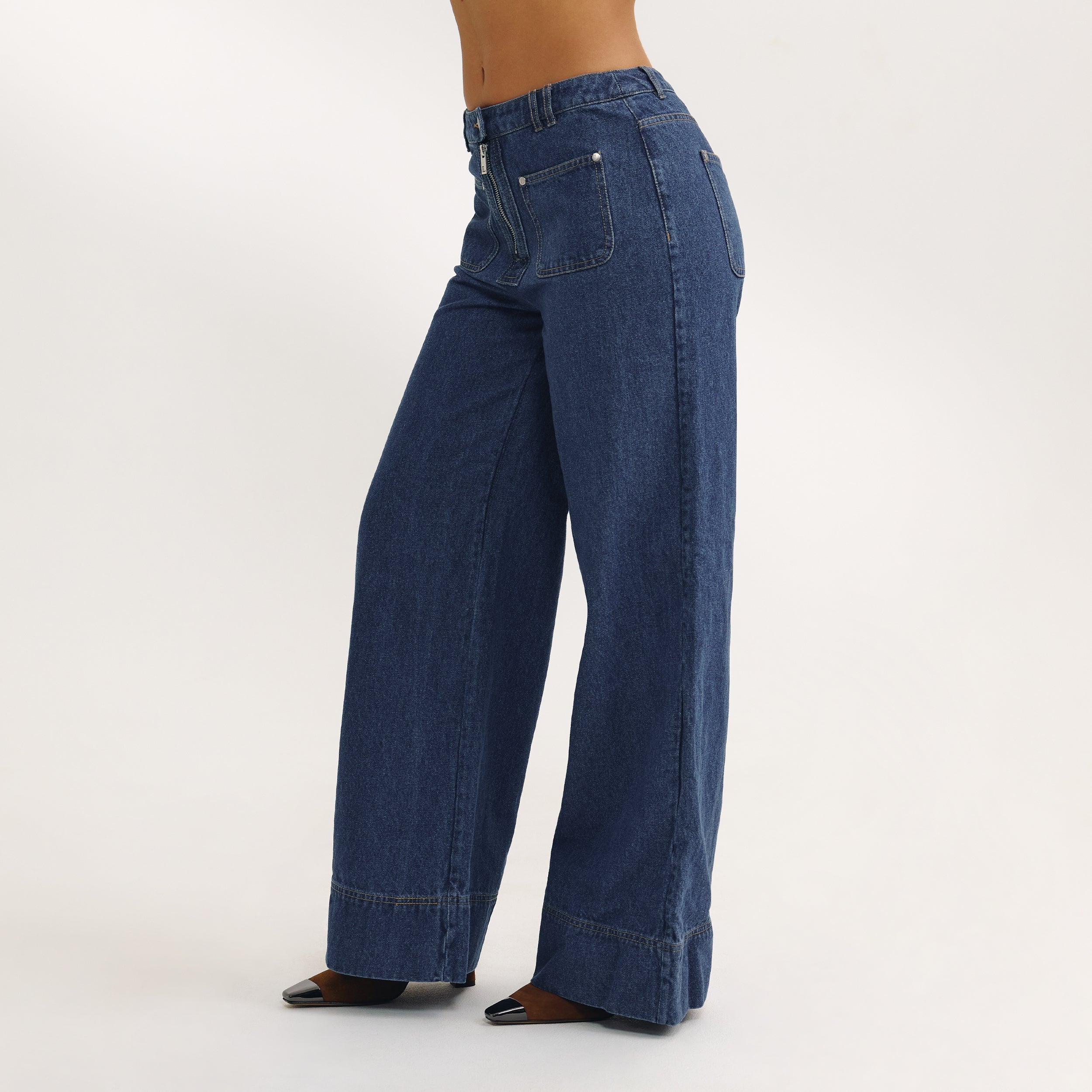 High-Waisted Wide-Leg Jeans | High-Waisted Wide-Leg Jeans - Blue