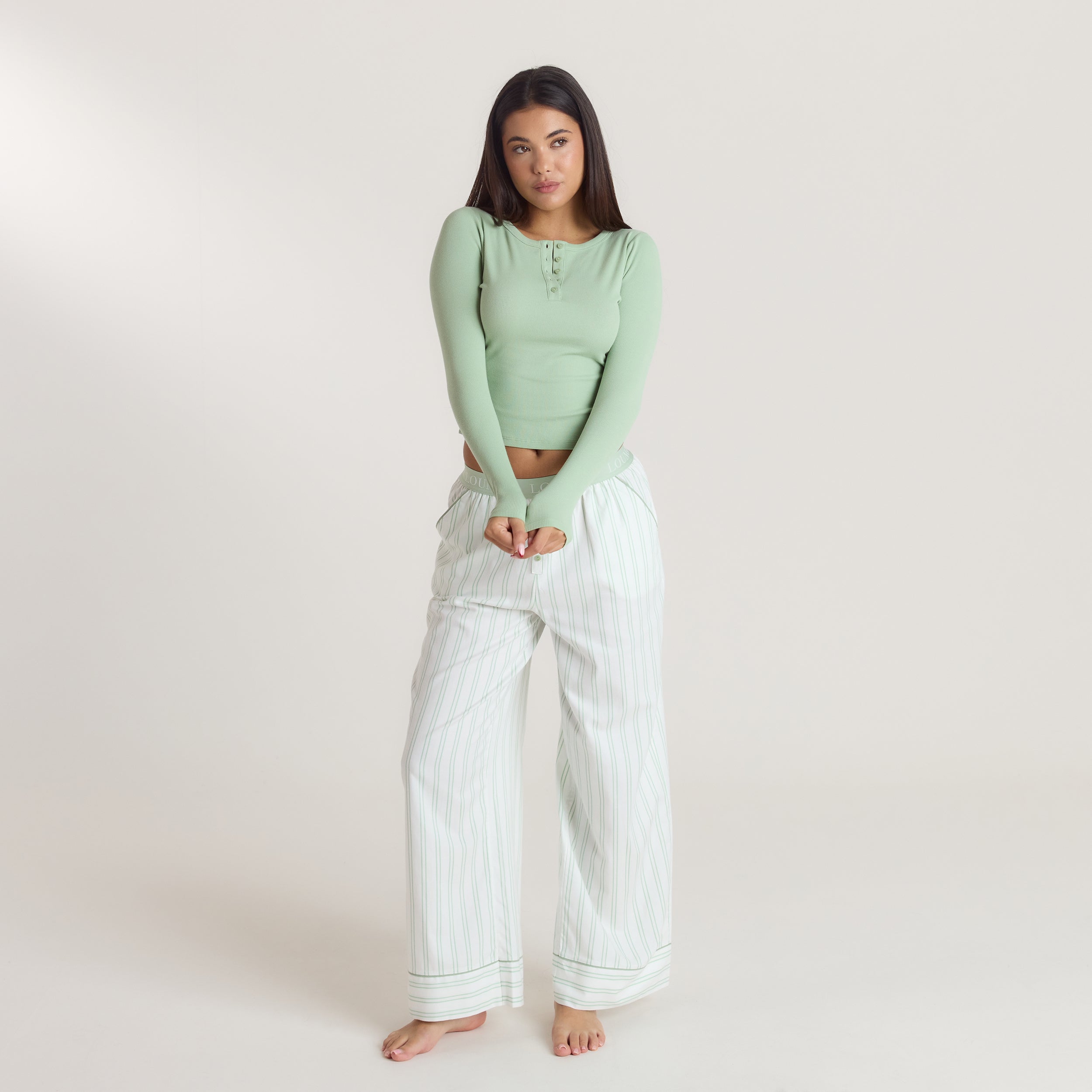 Mistletoe Henley Pajama Top | Mistletoe Henley Pajama Top - Sage