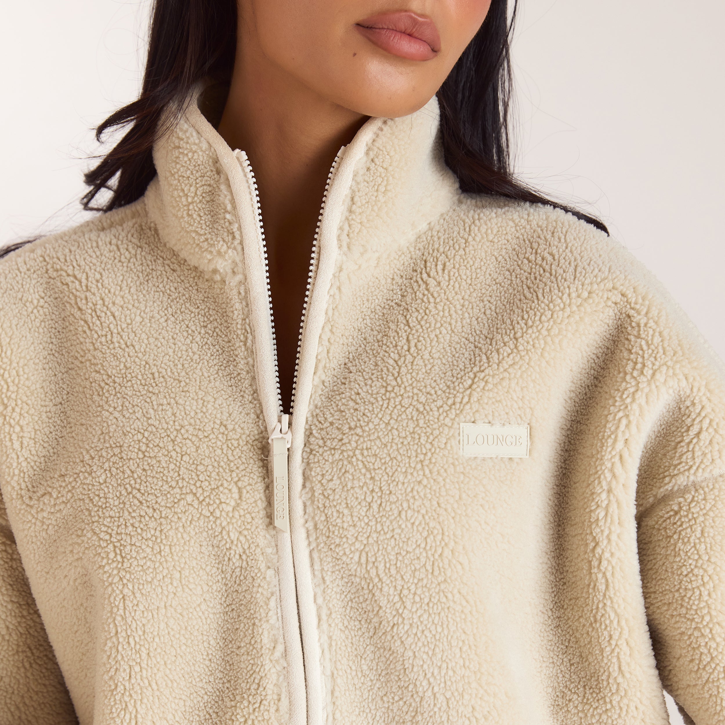 Zip-Up Borg Jacket | Zip-Up Borg Jacket - Cream
