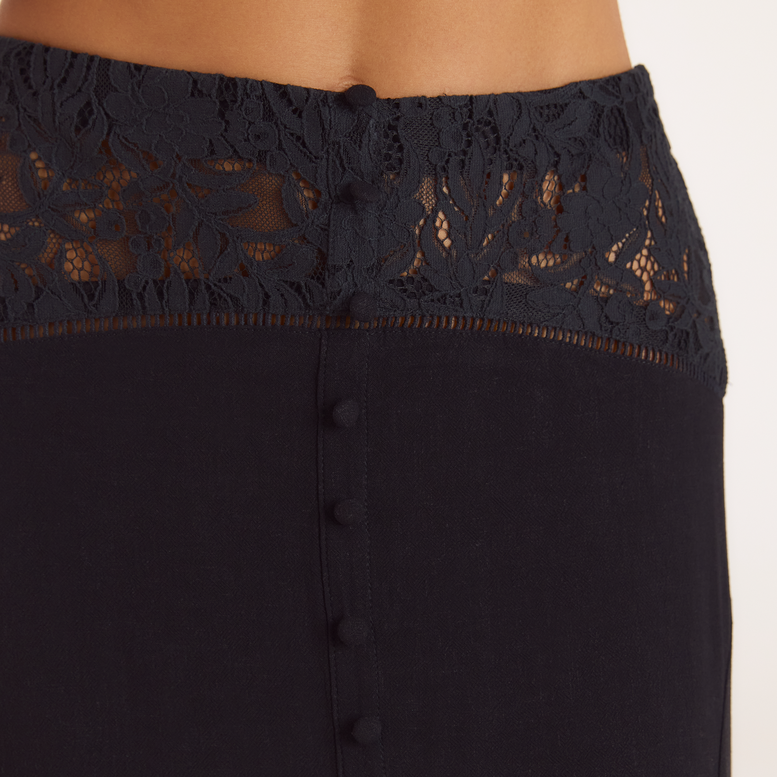 Lace Insert Maxi Skirt | Lace Insert Maxi Skirt - Black