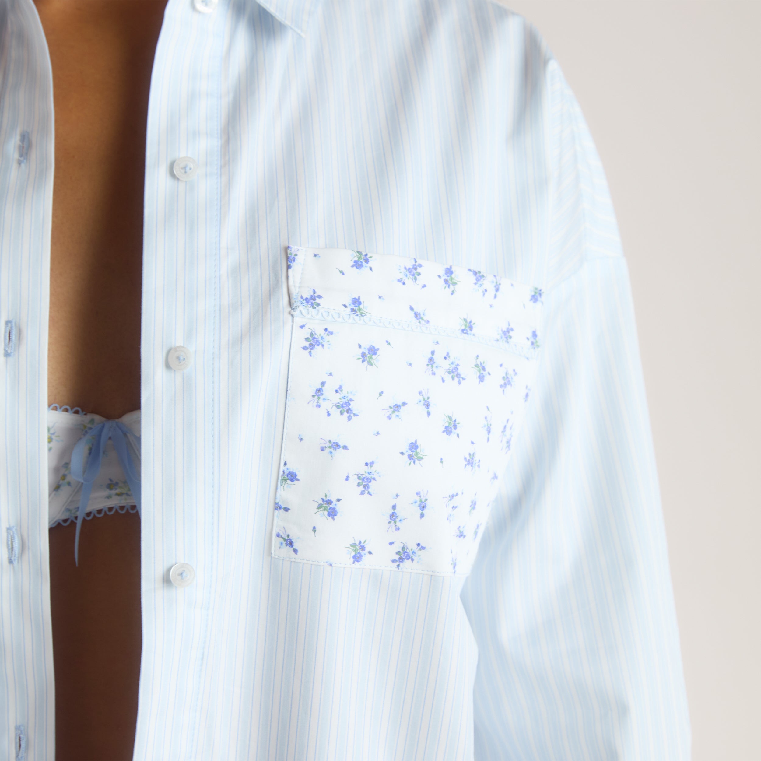 Bloom & Stripe Pyjama Shirt | Bloom & Stripe Pyjama Shirt - Blue