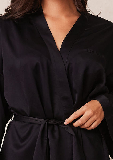 Signature Satin Robe - Black – Lounge Underwear