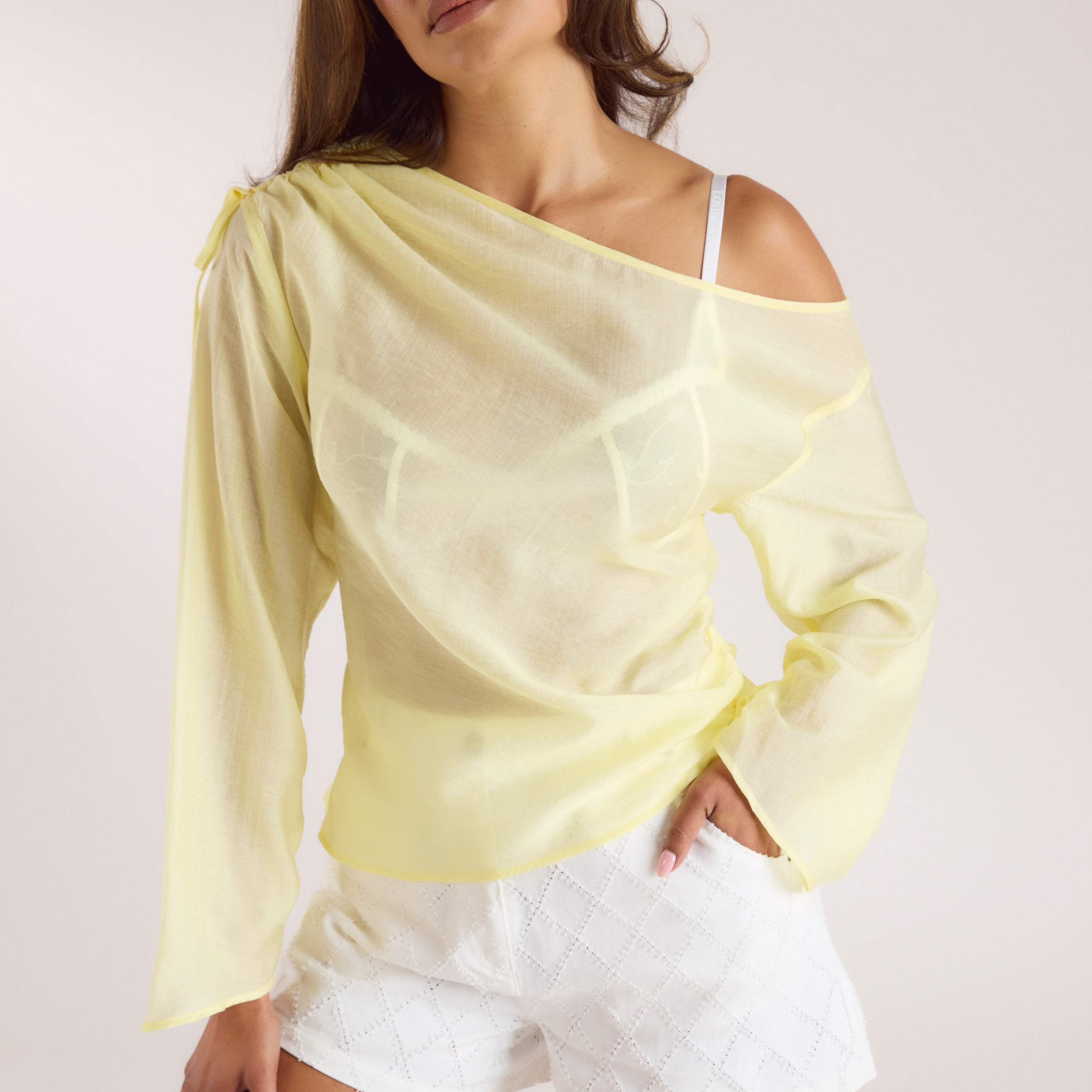 Asymmetric Chiffon Top | Asymmetric Chiffon Top - Buttermilk