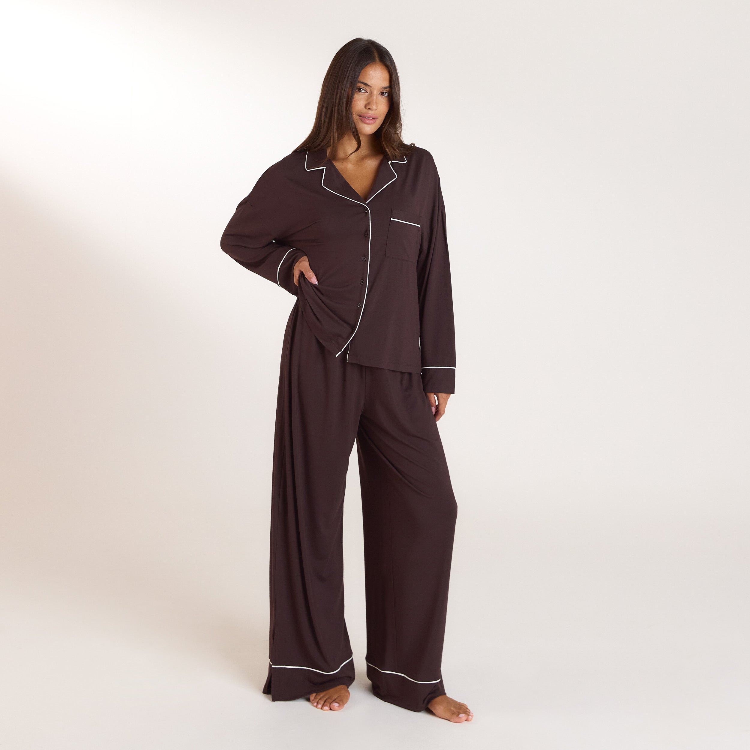 Modal Pyjama Bottoms | Modal Pajama Pants - Dark Chocolate