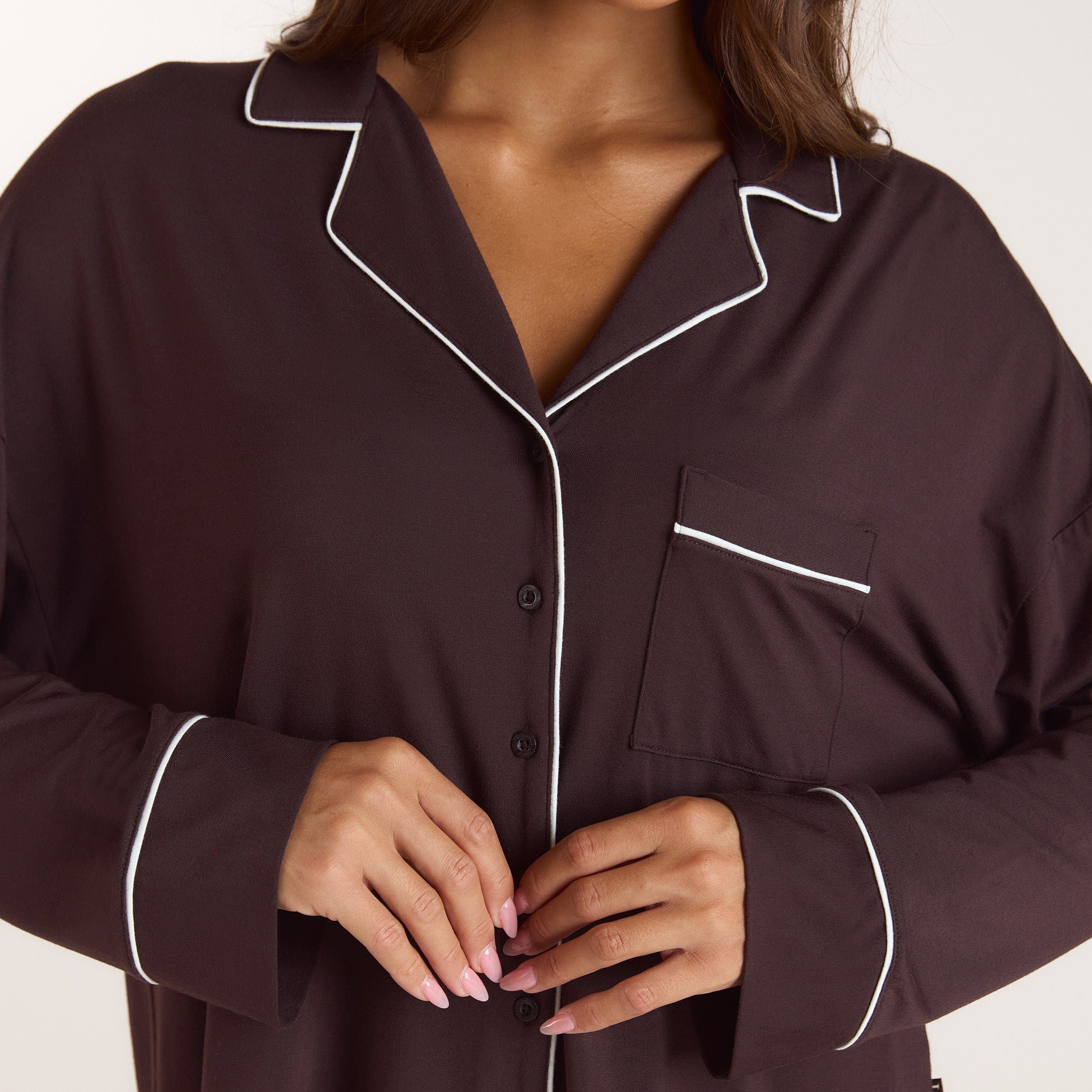 Modal Pyjama Shirt | Modal Pajama Shirt - Dark Chocolate