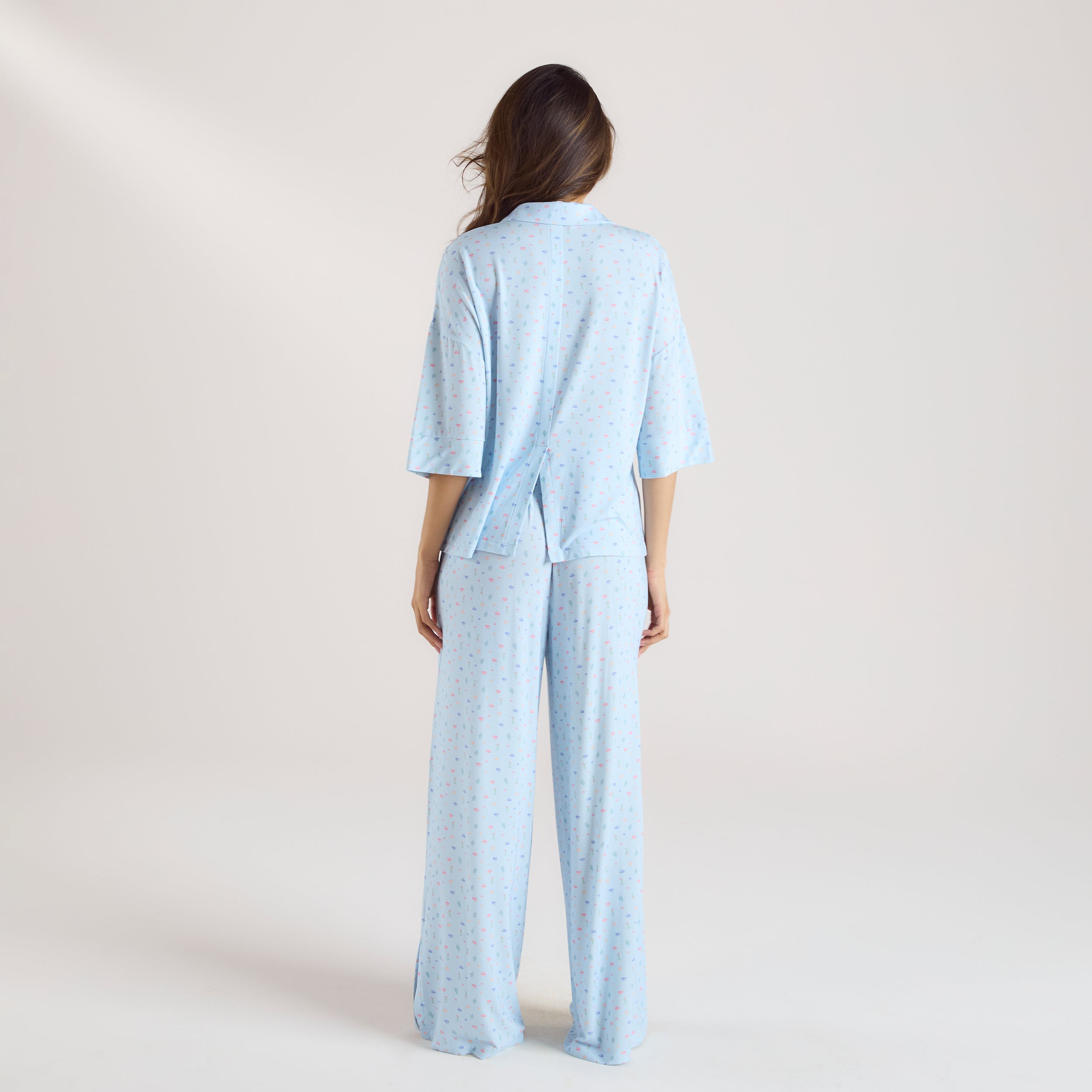 Modal Short Sleeve Pajama Shirt | Modal Short Sleeve Pajama Shirt - Blue Floral