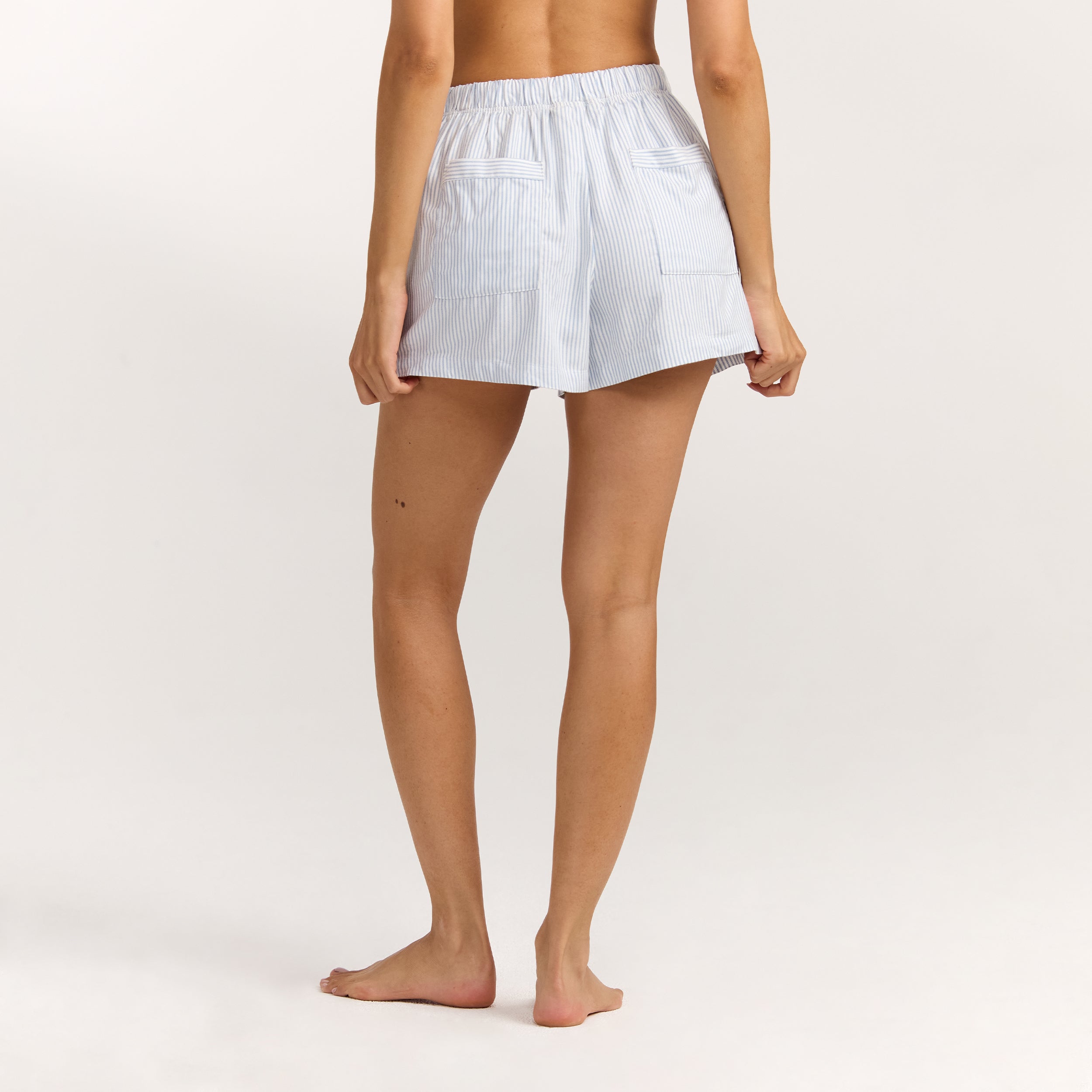 Woven Stripe Pajama Shorts | Woven Stripe Pajama Shorts - Blue Stripe