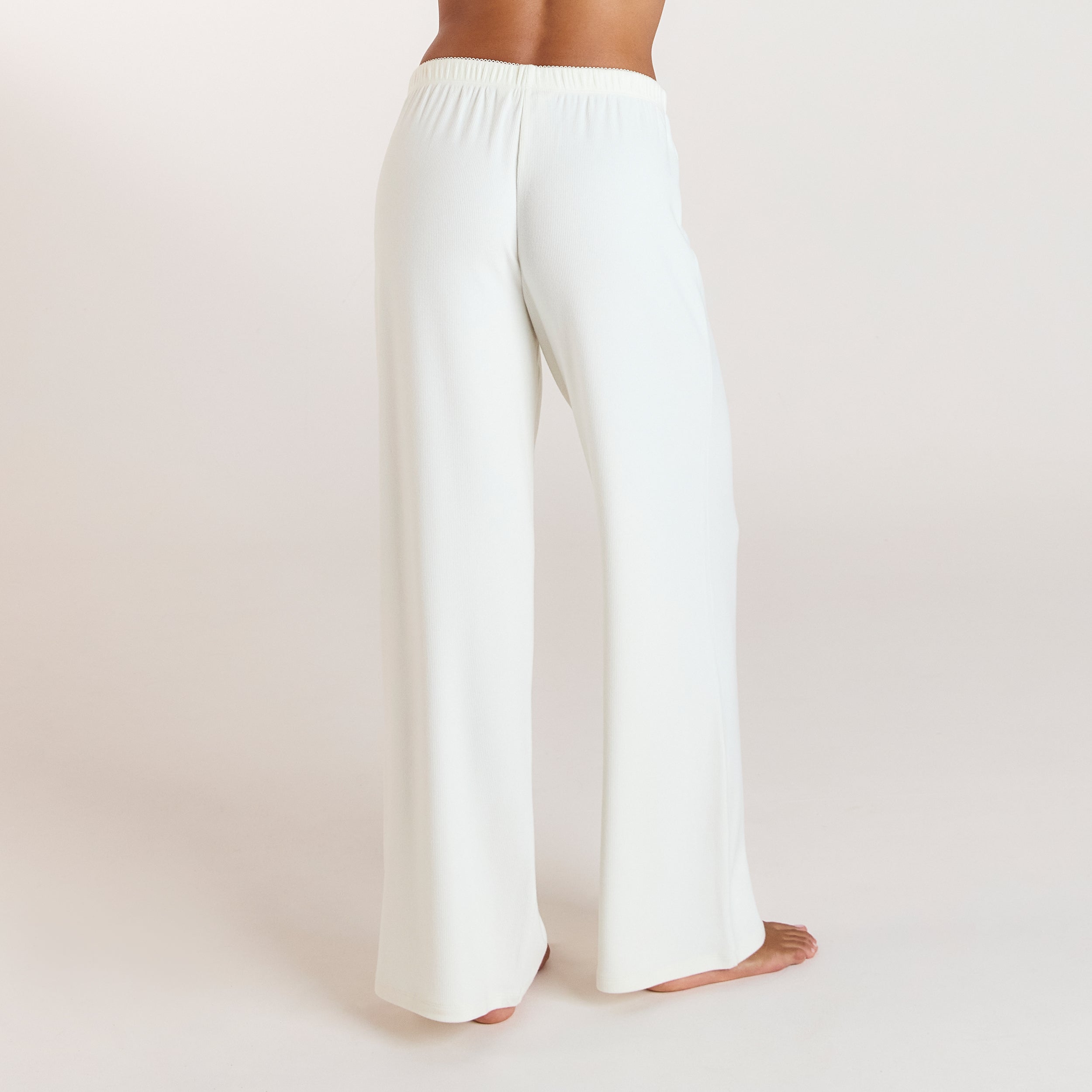 Ribbed Pyjama Bottoms | Ribbed Pajama Pants - Cream