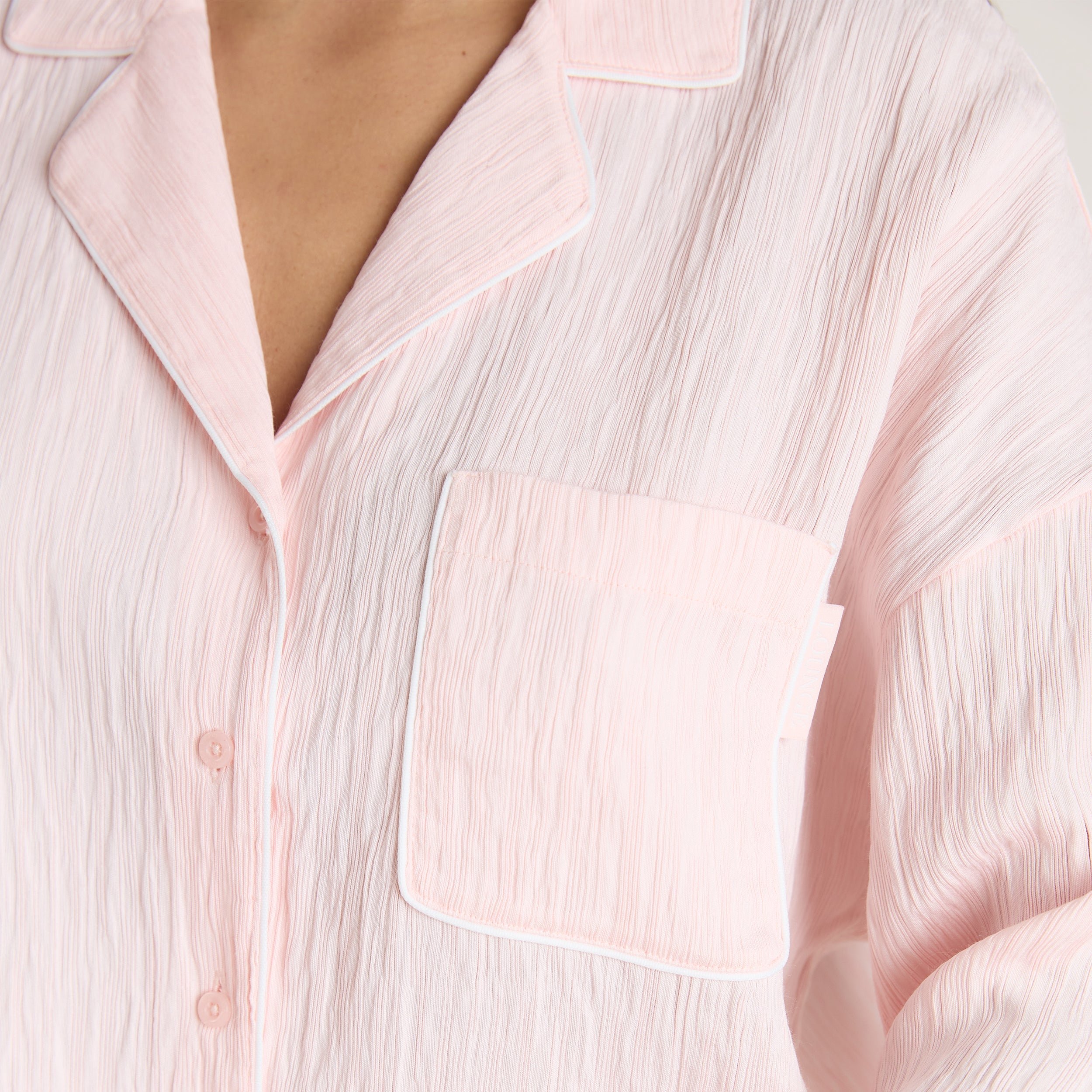 Crinkle Pajama Shirt | Crinkle Pajama Shirt - Pink