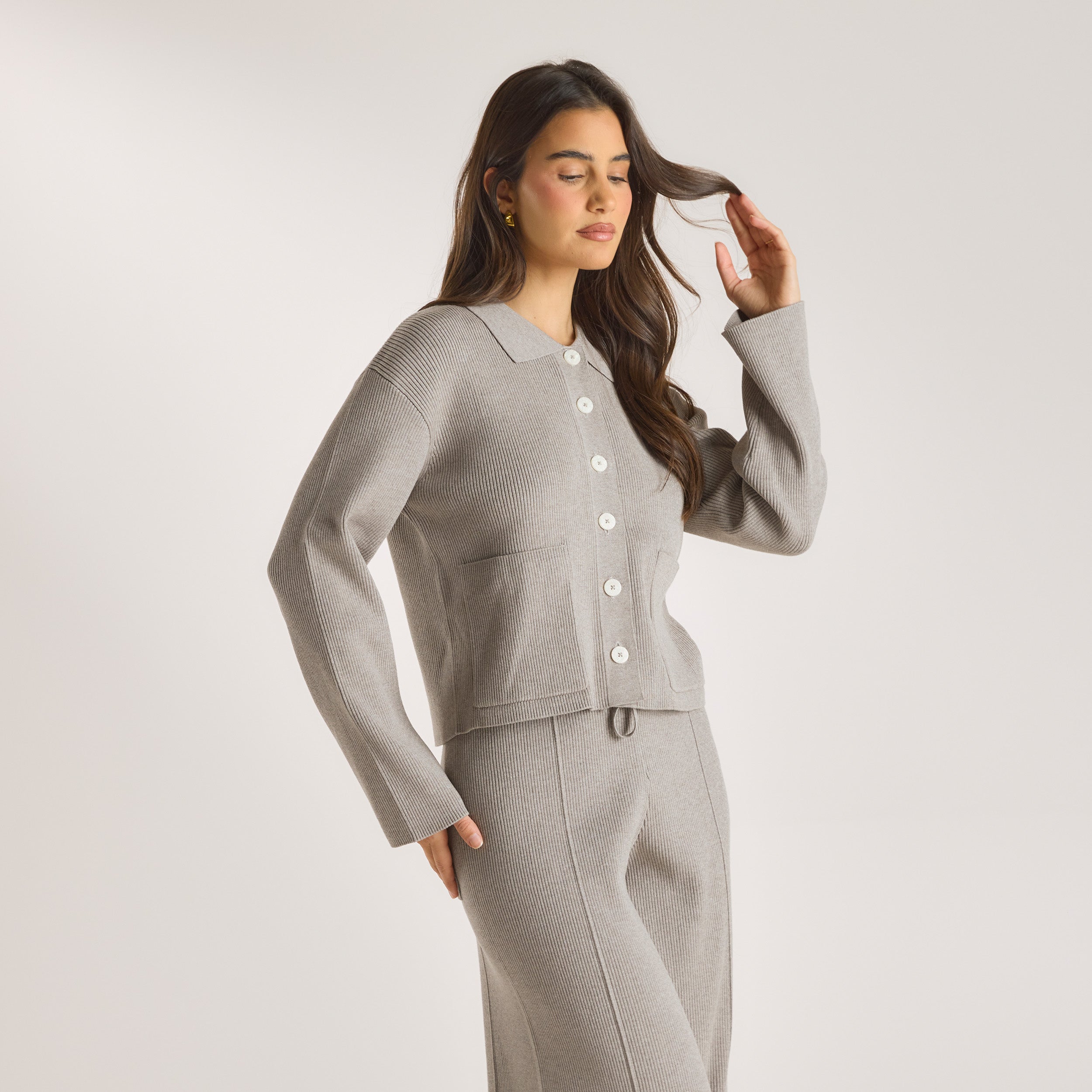Knitted Oversized Shirt  | Knitted Oversized Shirt - Warm Grey