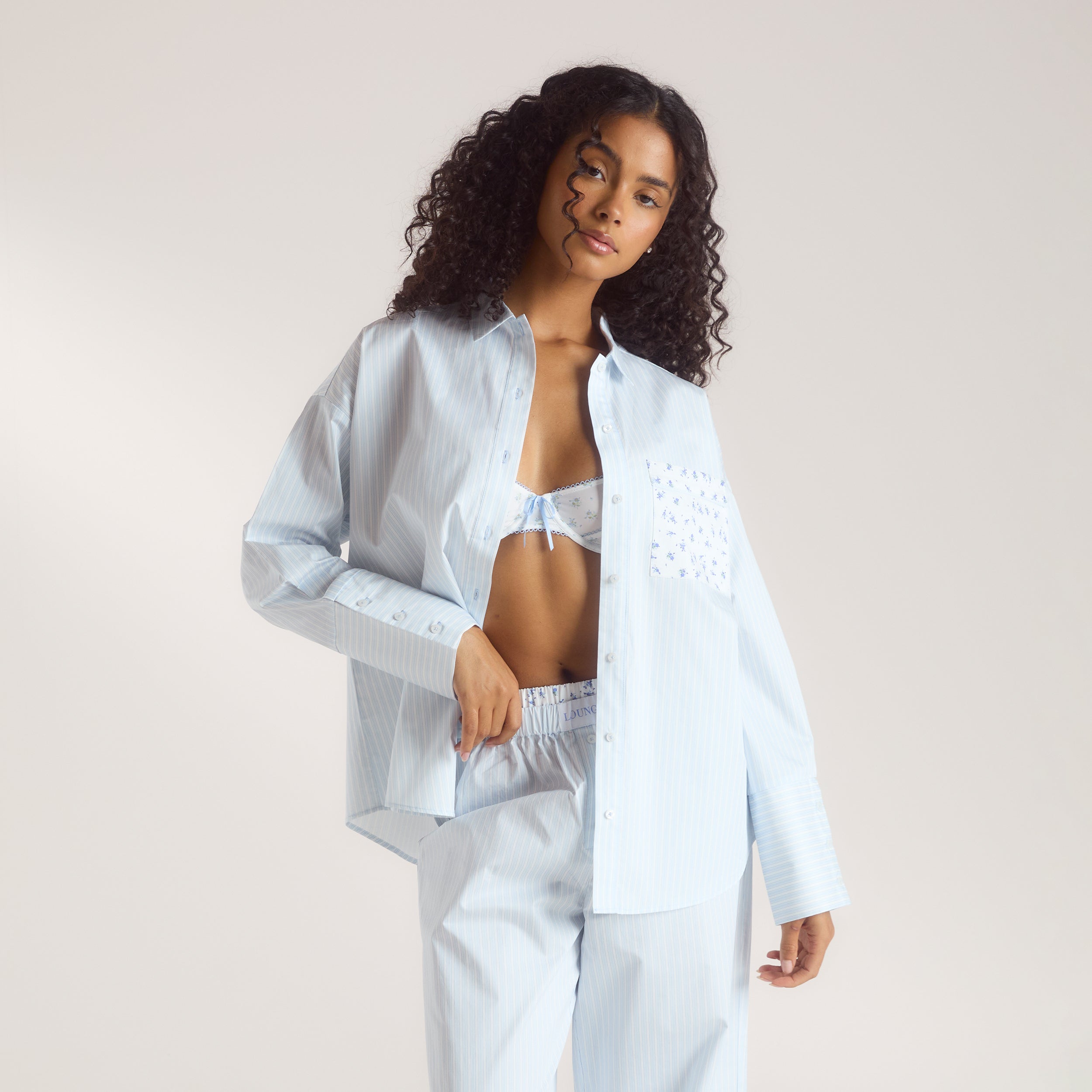 Bloom & Stripe Pyjama Shirt | Bloom & Stripe Pyjama Shirt - Blue