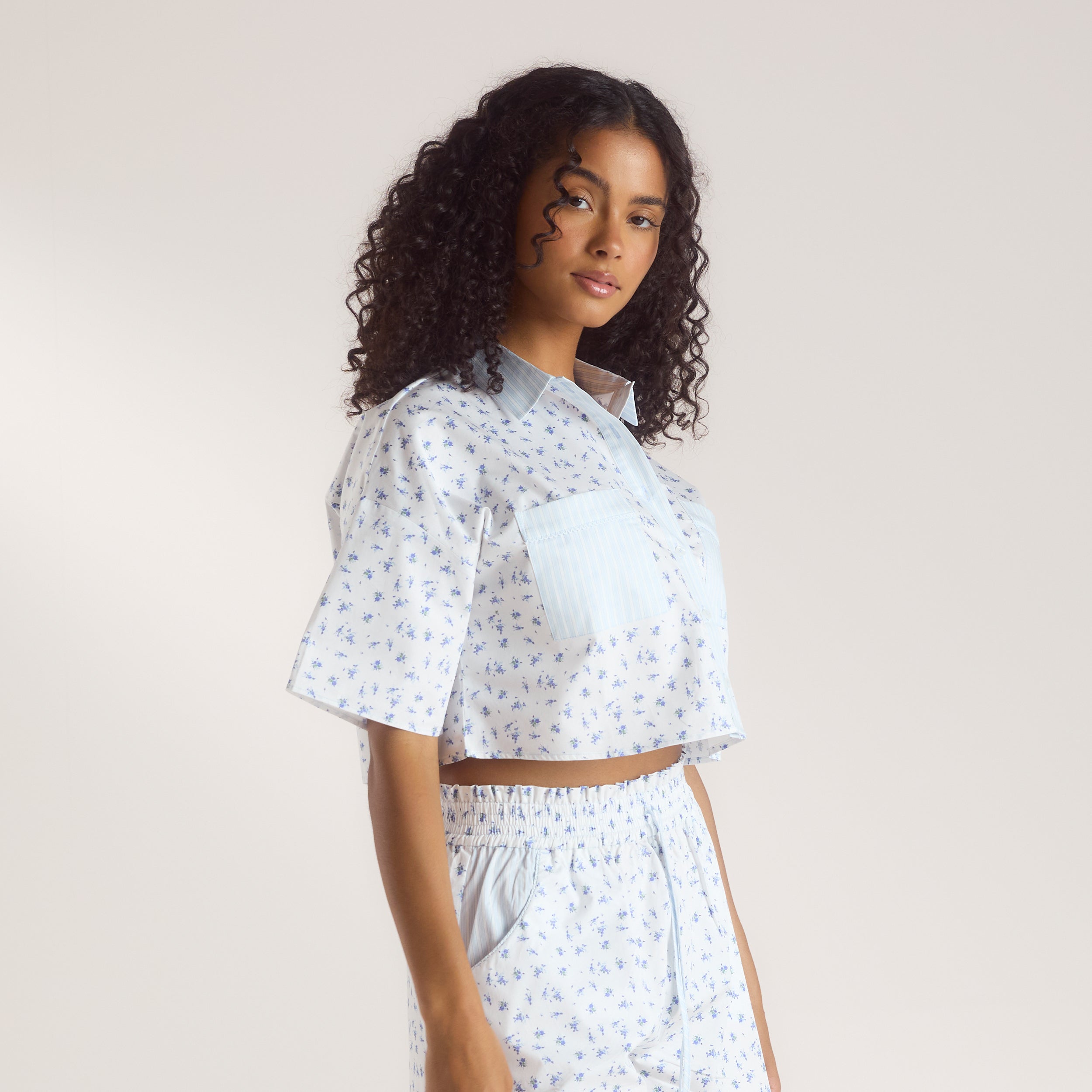 Bloom & Stripe Short-Sleeved Pajama Shirt | Bloom & Stripe Short-Sleeved Pajama Shirt - Blue