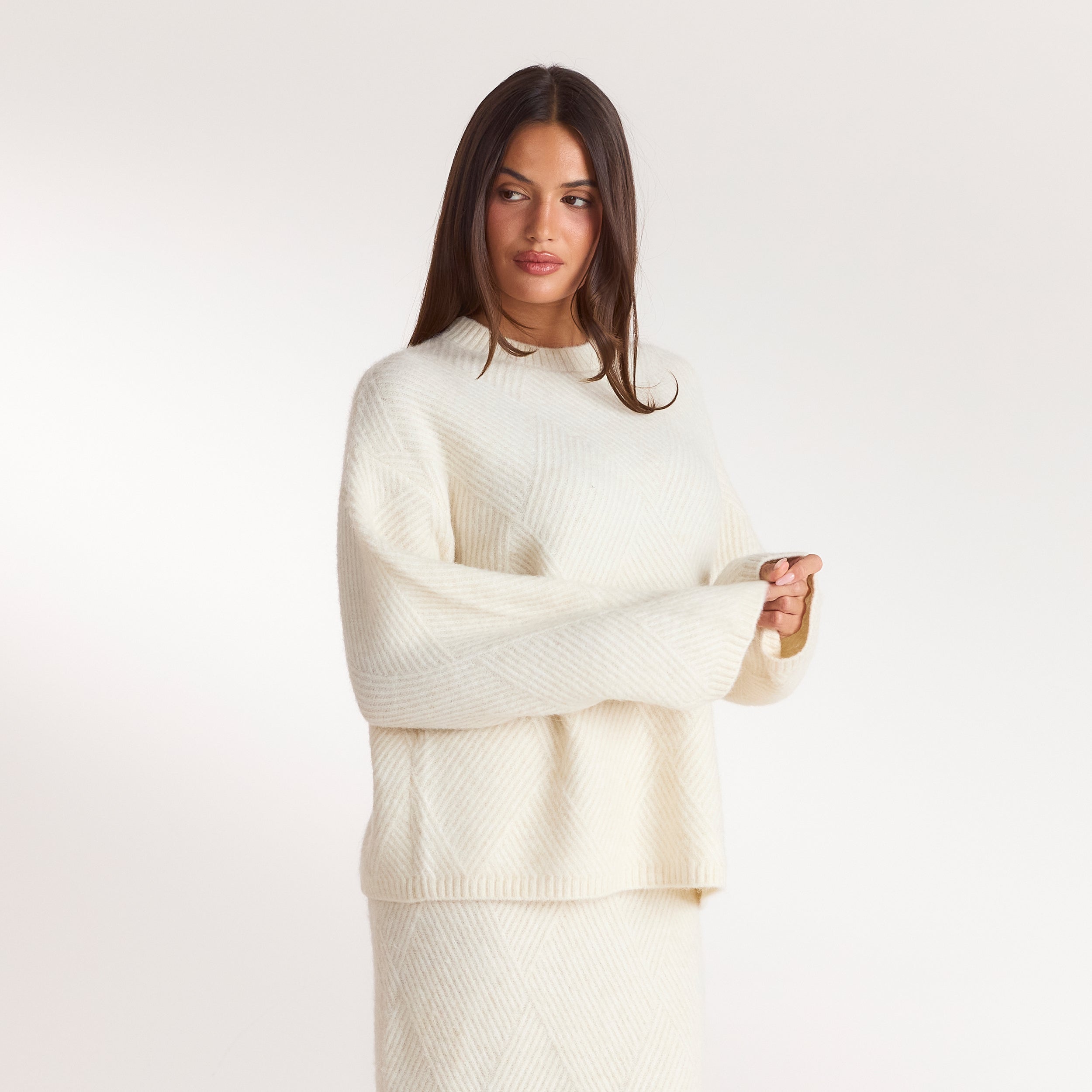 Diamond Knitted Jumper | Diamond Knitted Jumper - Cream