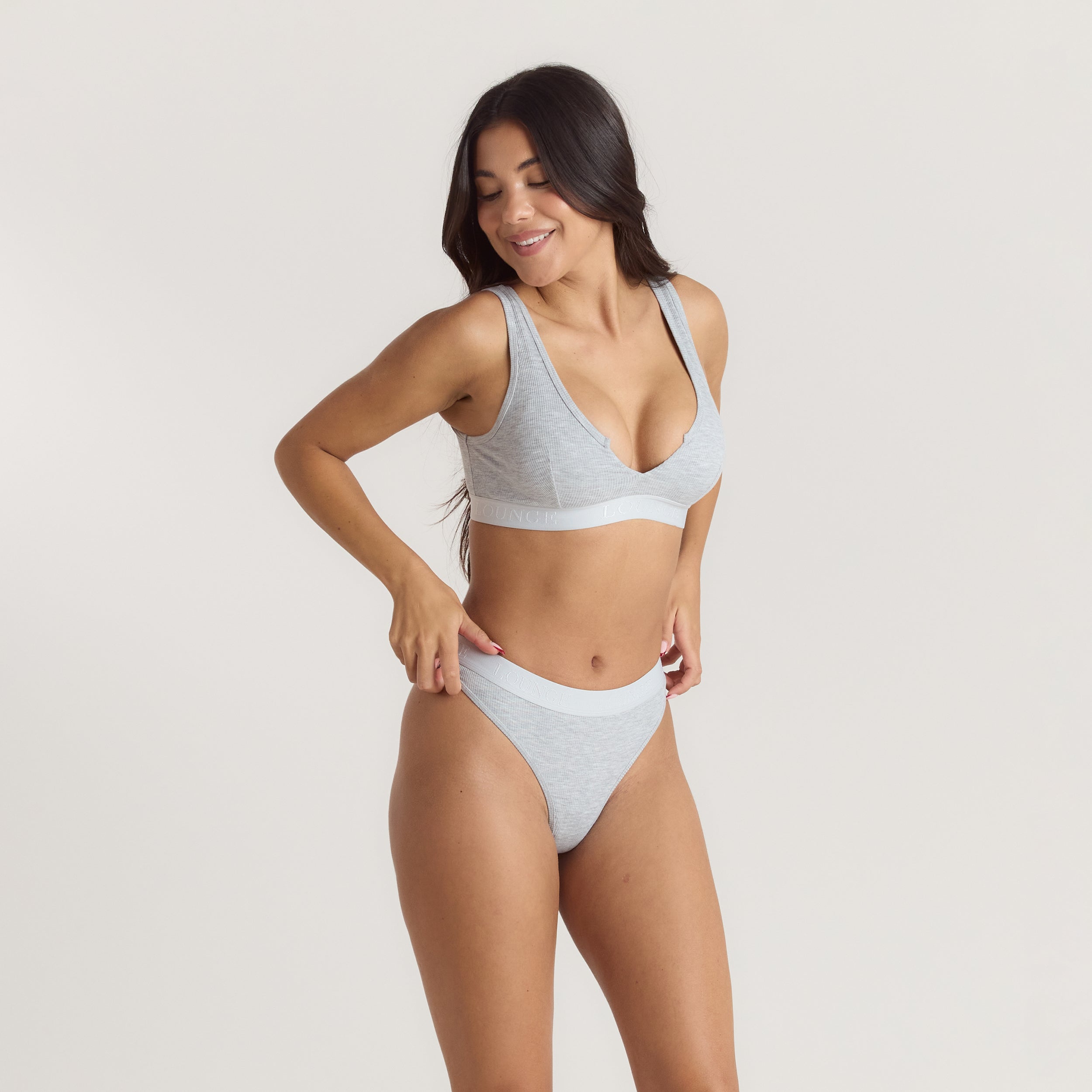 Soft Ribbed Push-Up Bralette | Soft Ribbed Push-Up Bralette - Grey Marl