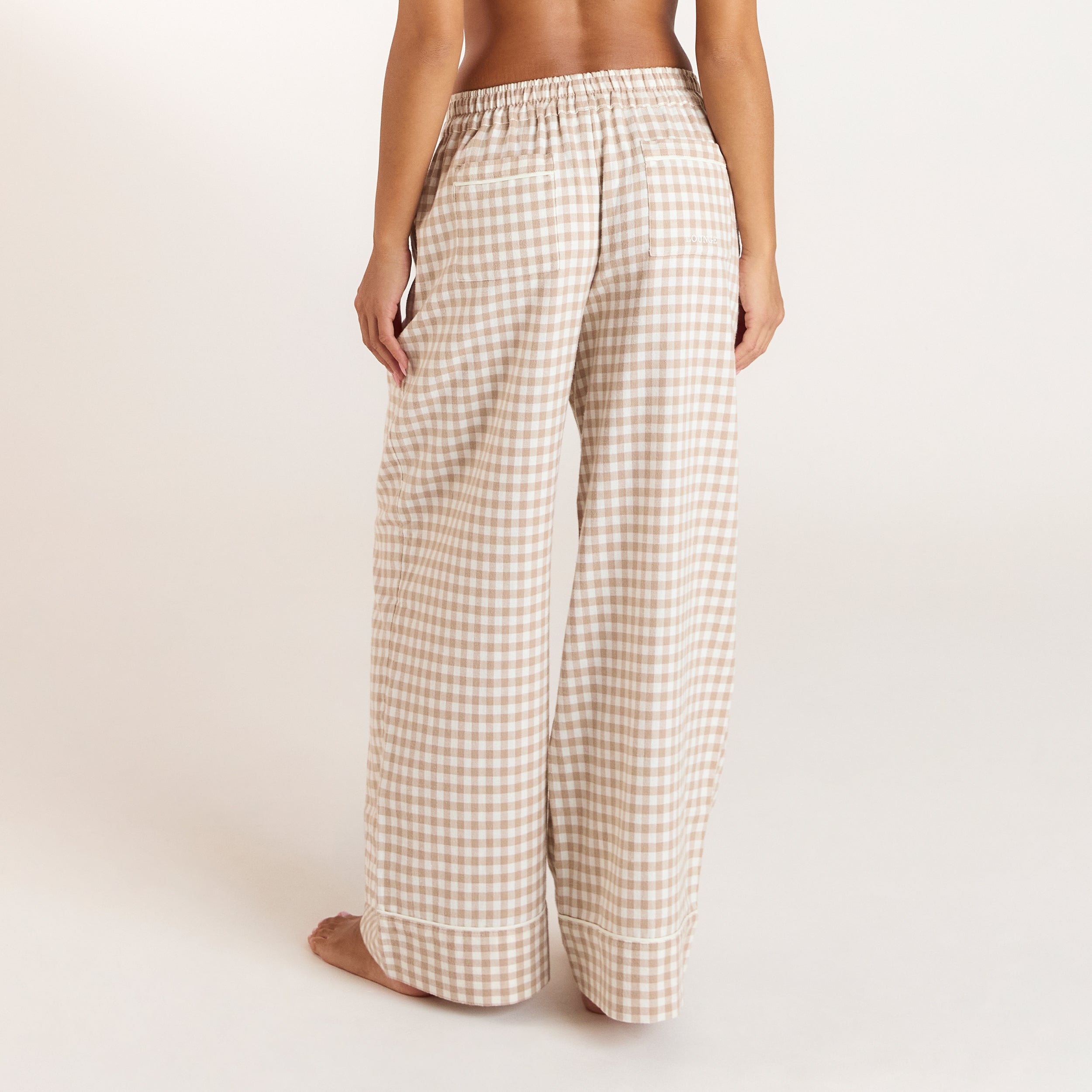 Gingham Pyjama Bottoms | Gingham Pajama Pants - Beige