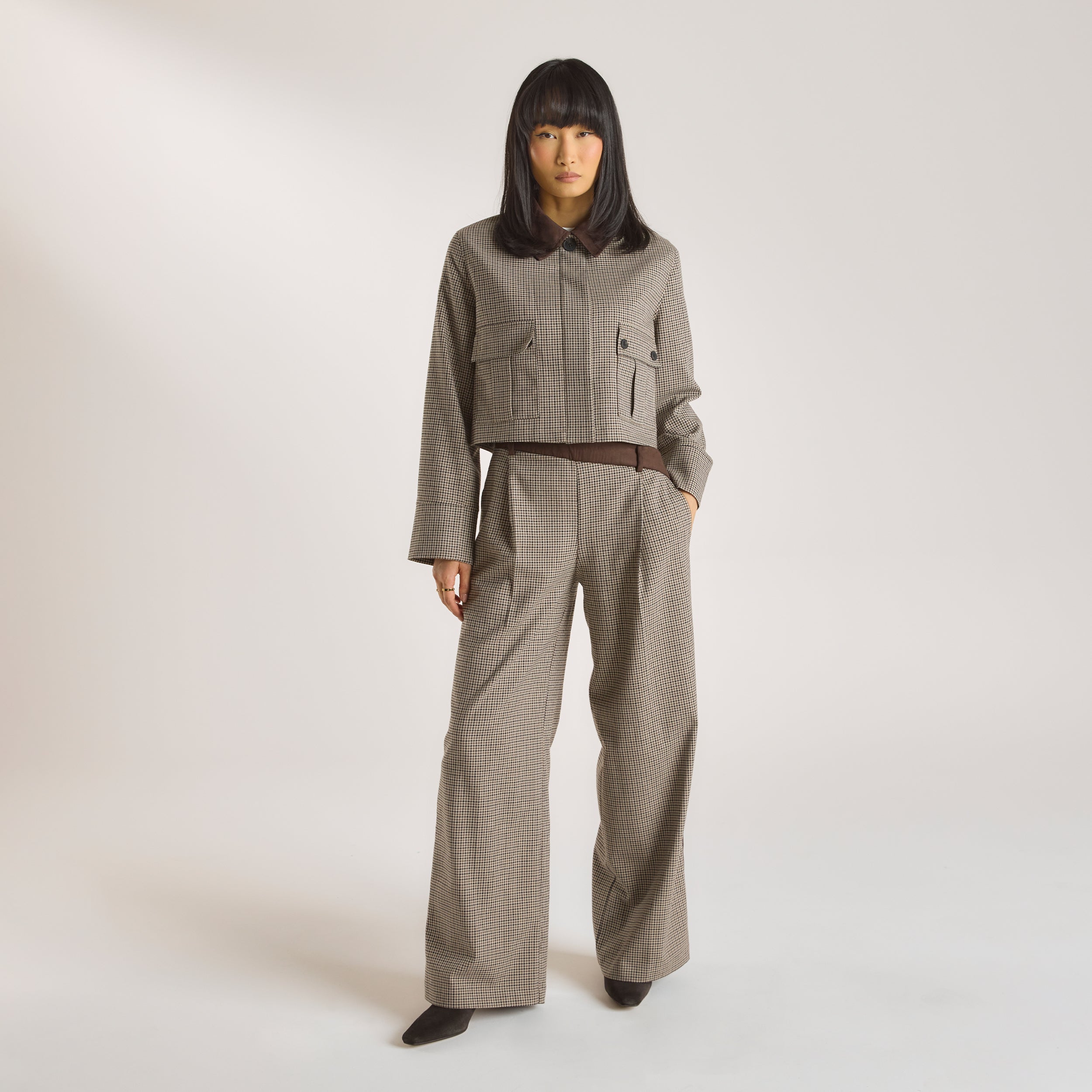 Houndstooth Pants  | Houndstooth Pants - Brown