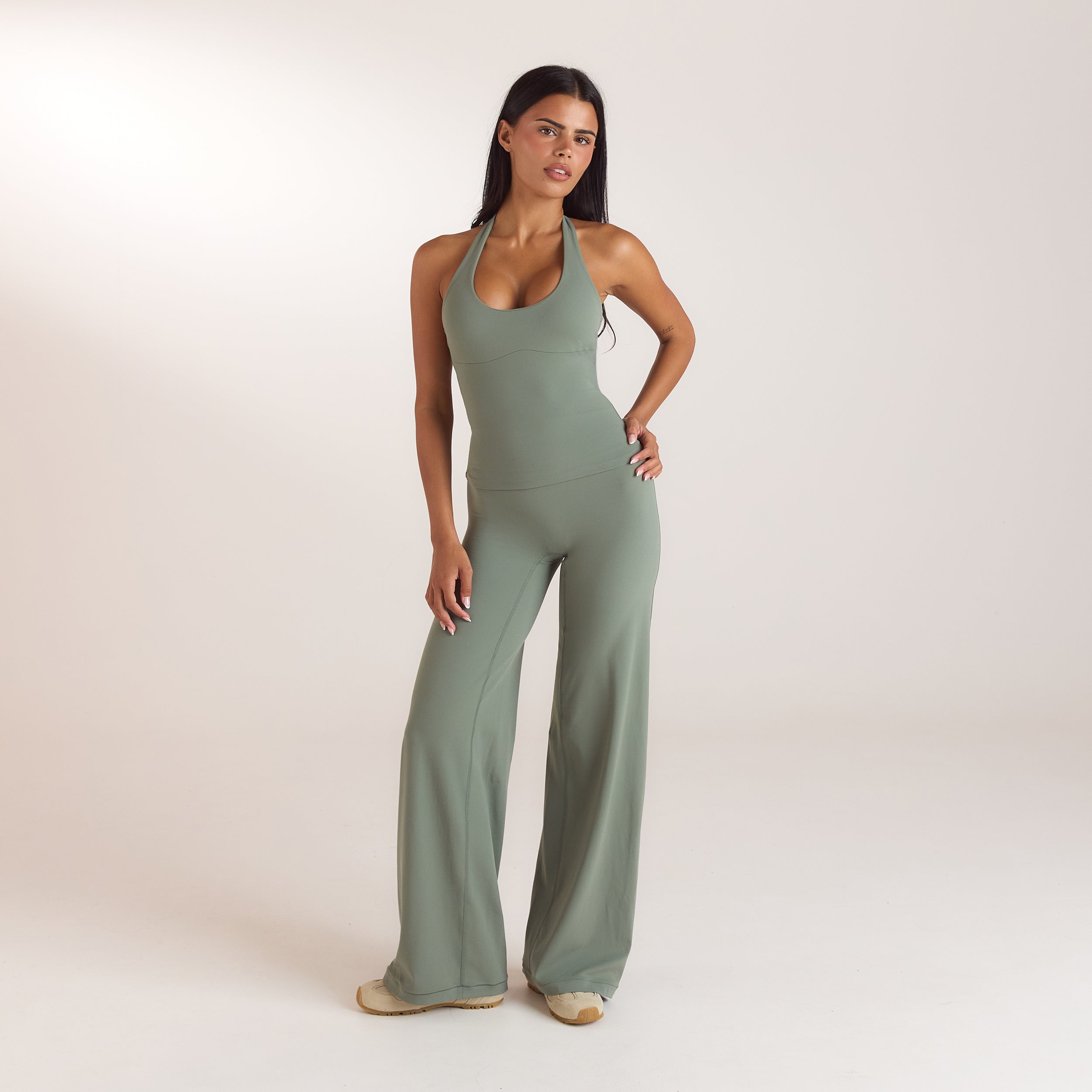 ContourSoft™ Halter-Neck Top with Built-In Bra | ContourSoft™ Halter-Neck Top with Built-In Bra - Sage Green