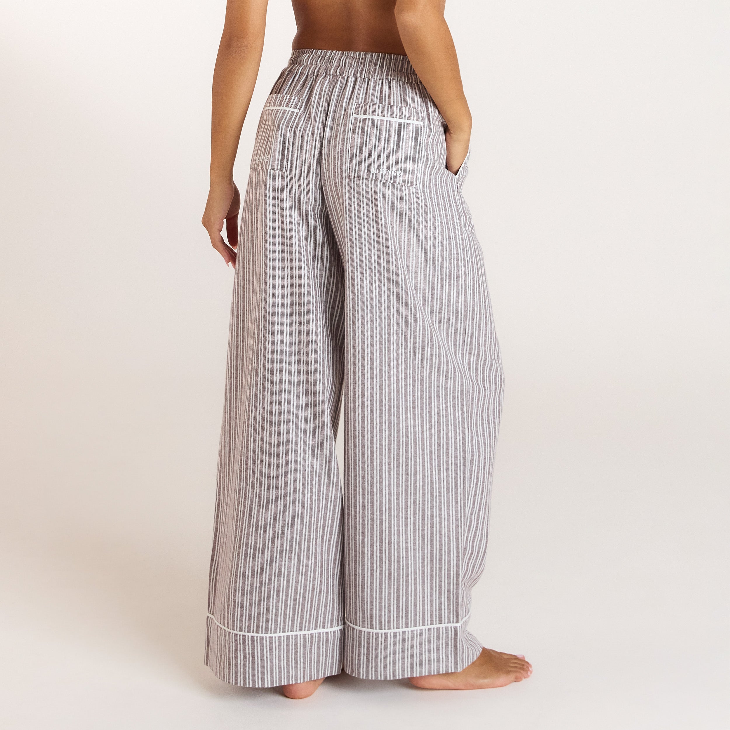 Stripe Pyjama Bottoms | Stripe Pajama Pants - Chocolate