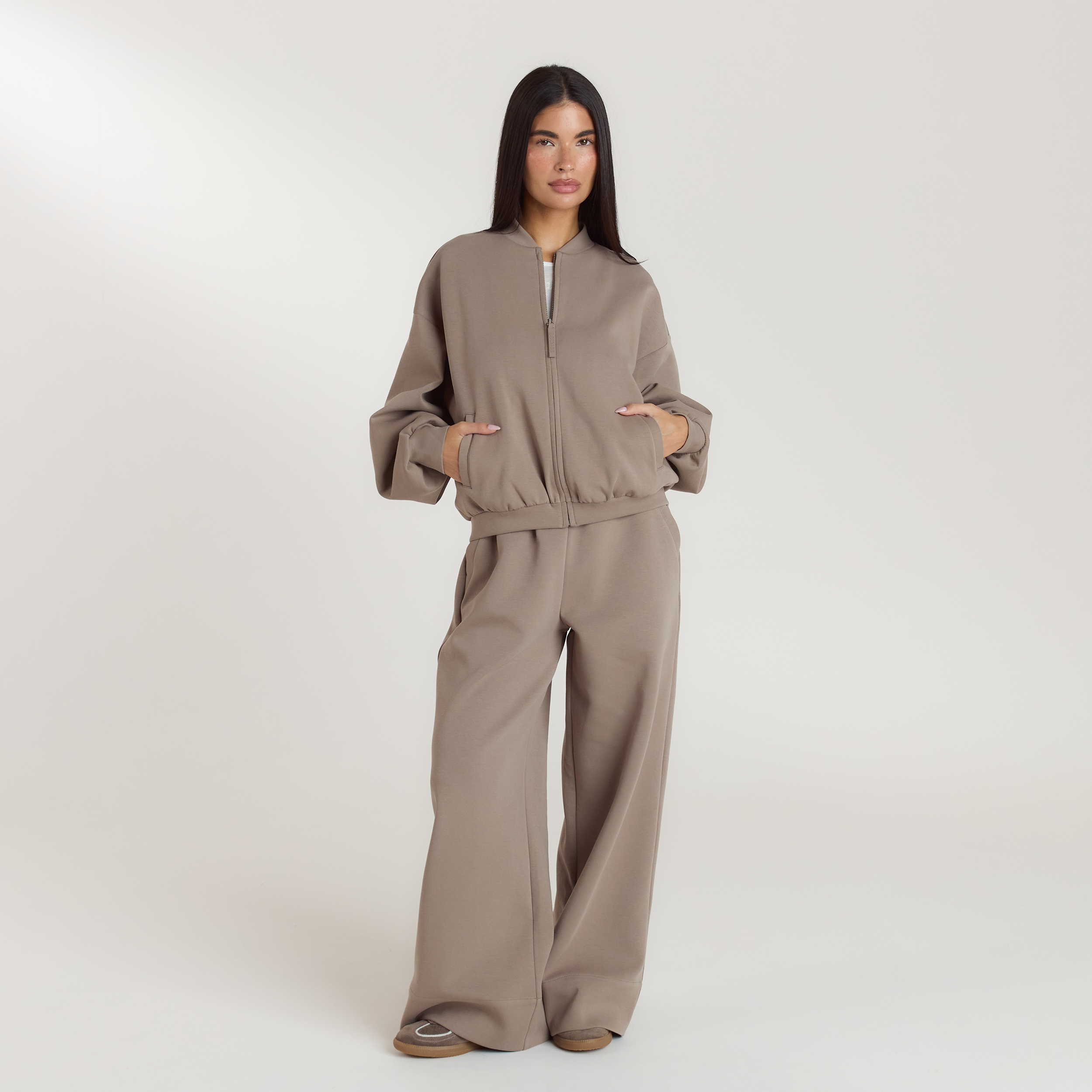 Neoprene Bomber Jacket | Neoprene Bomber Jacket - Taupe