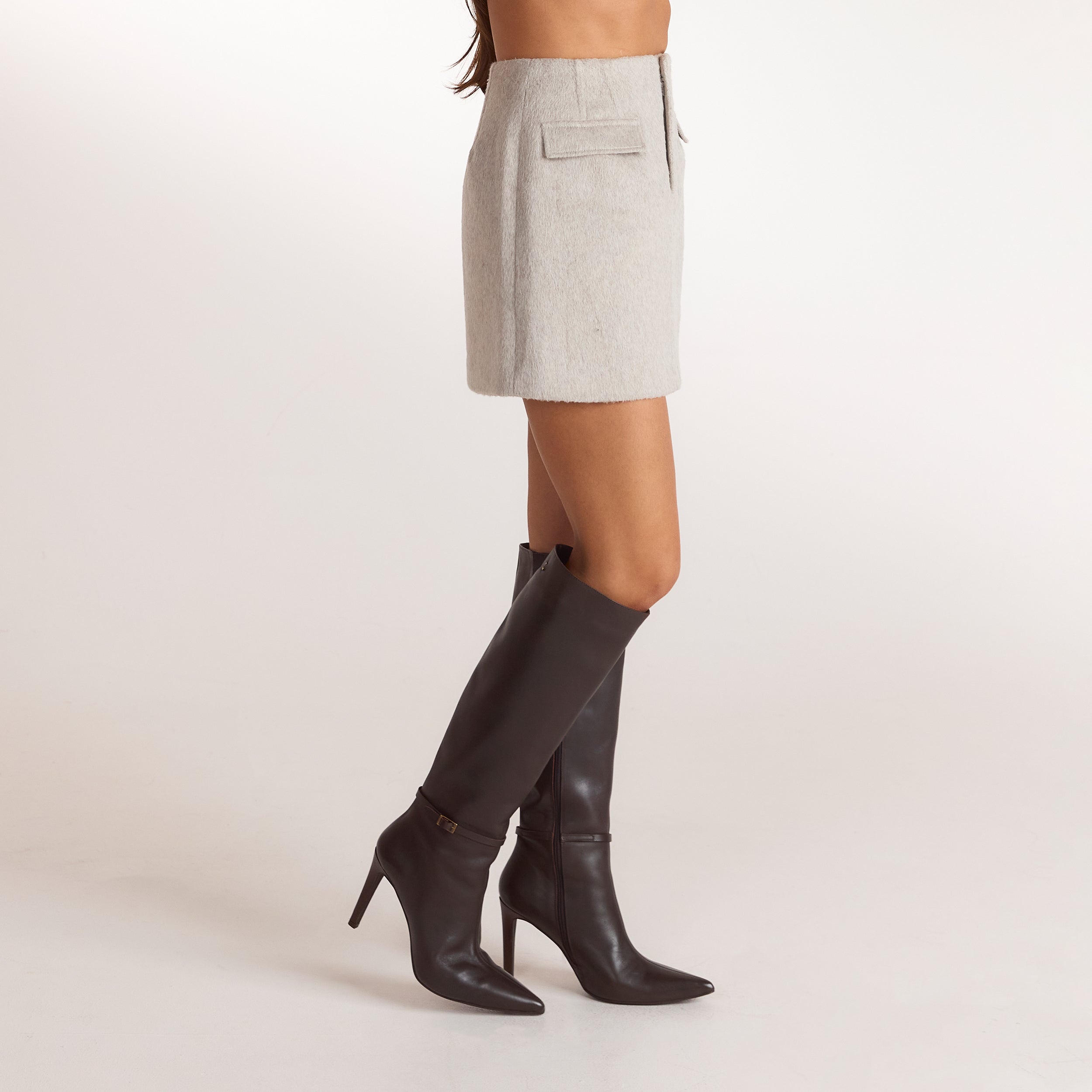 Woven A-Line Mini Skirt | Woven A-Line Mini Skirt - Warm Gray