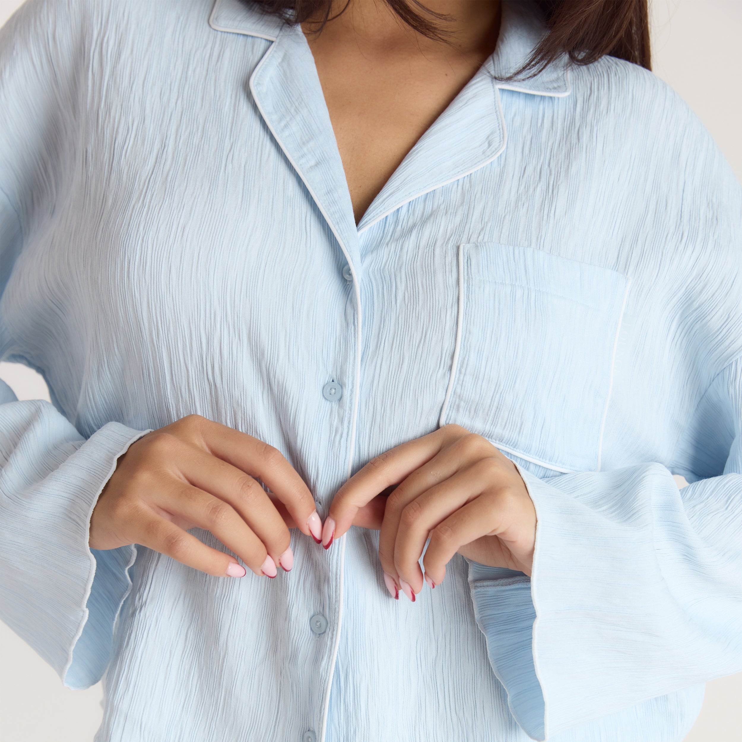 Crinkle Pajama Shirt | Crinkle Pajama Shirt - Blue