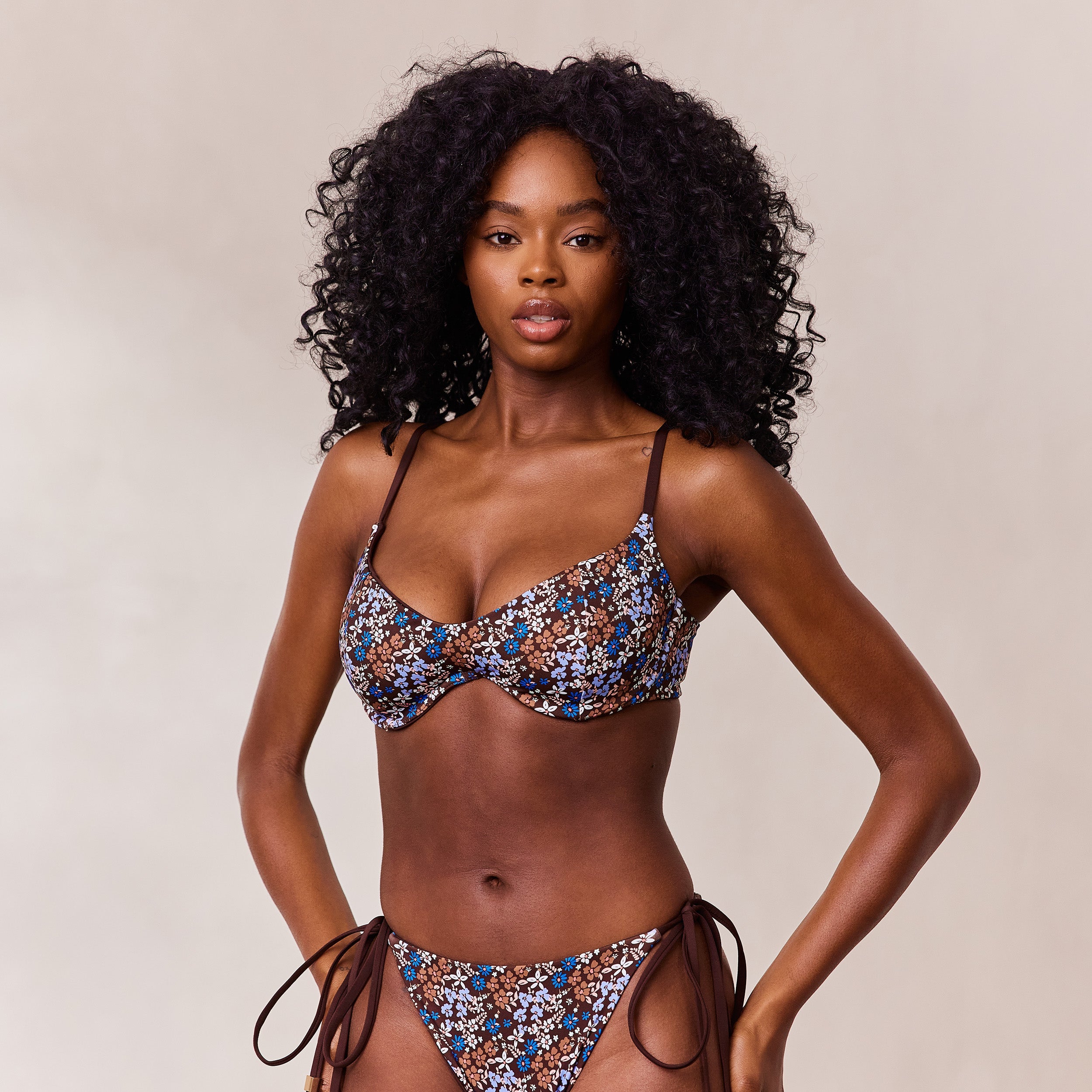 Reversible Underwire Bikini Top | Reversible Underwire Bikini Top - Brown/Floral