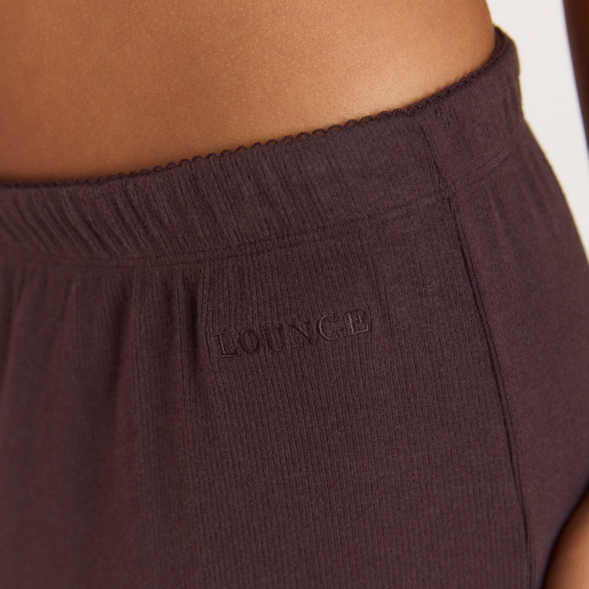 Ribbed Pyjama Bottoms | Ribbed Pajama Pants - Dark Chocolate