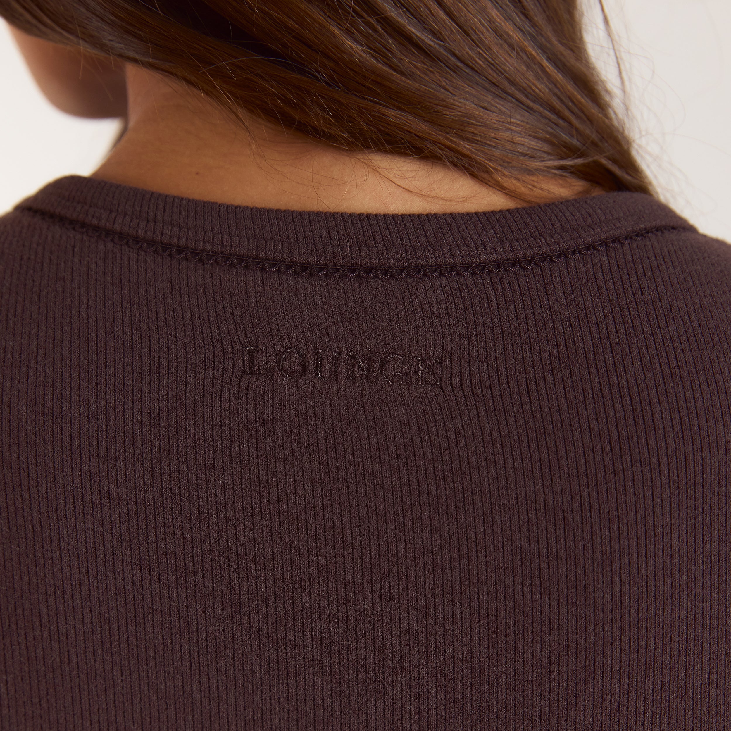 Ribbed Short-Sleeve Pyjama Top | Ribbed Short-Sleeve Pajama Top - Dark Chocolate
