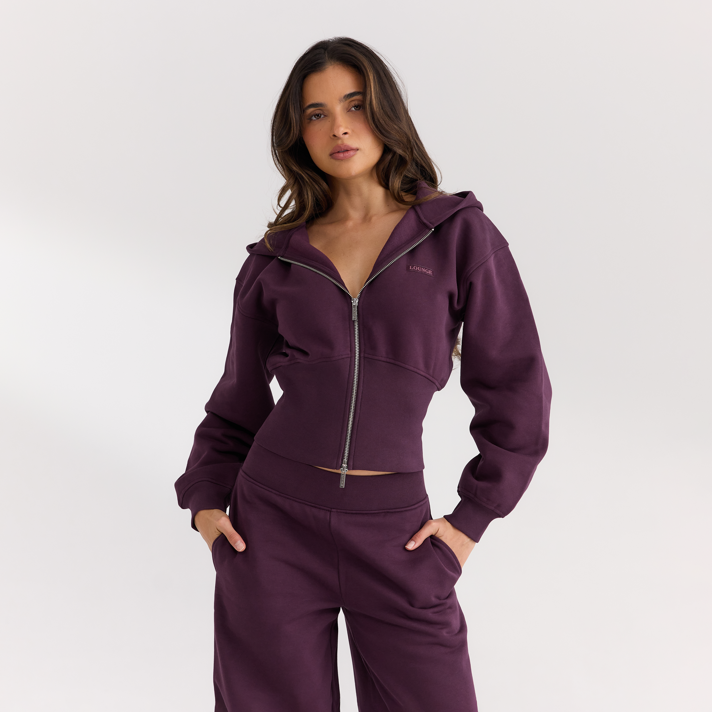 Fitted-Waist Zip-Up Hoodie | Fitted-Waist Zip-Up Hoodie - Cherry Lacquer