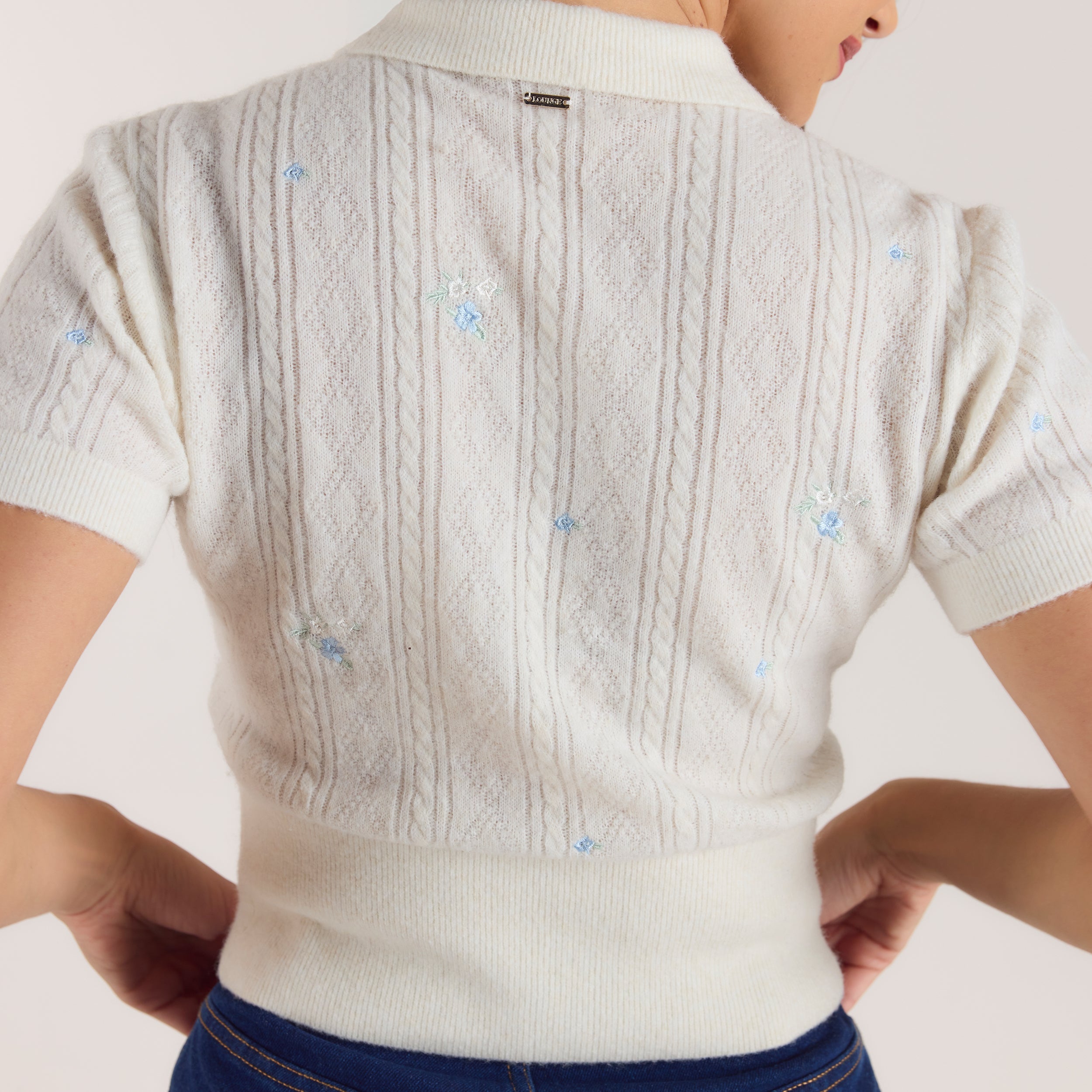 Embroidered Knitted Top | Embroidered Knitted Top - Cream