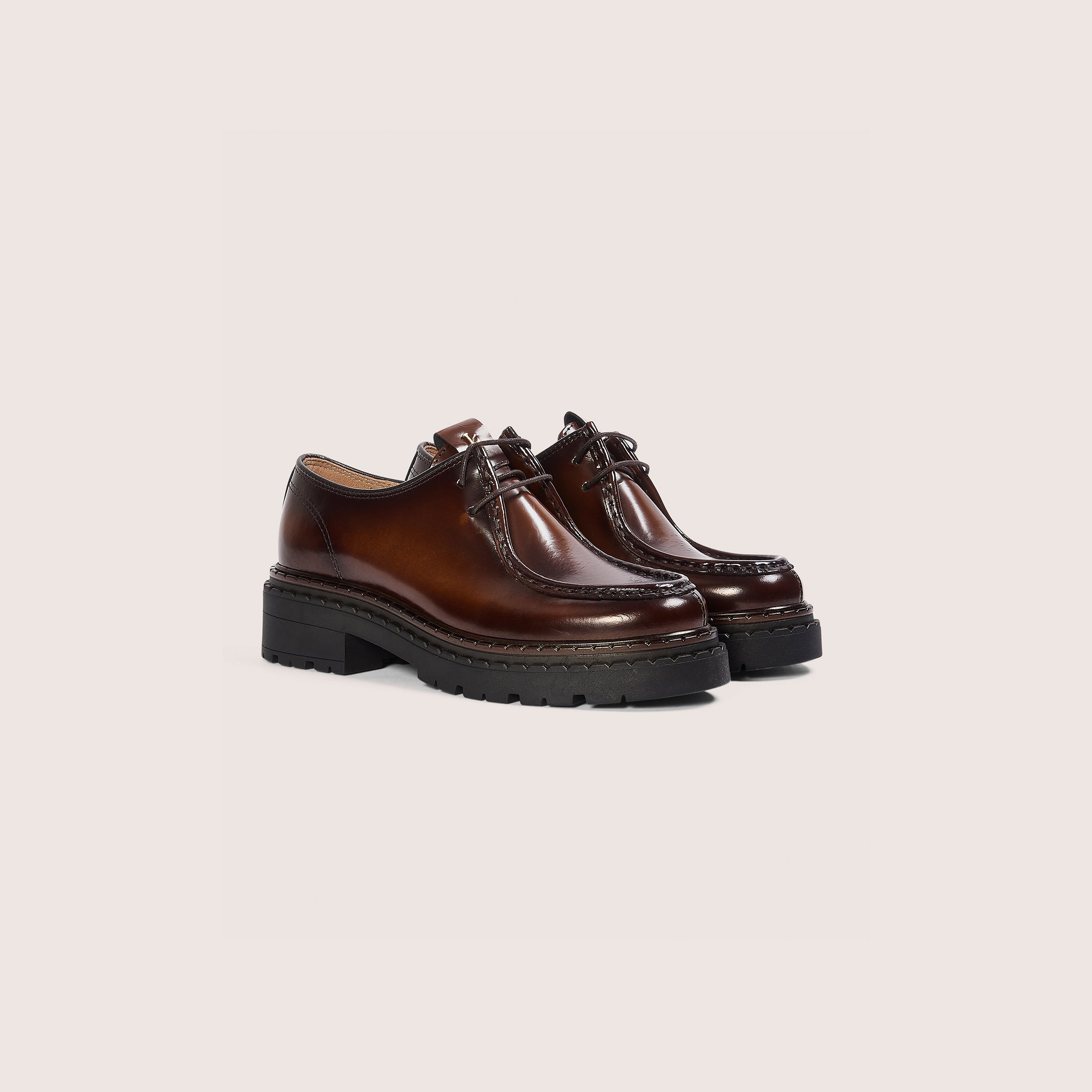 Etta Lace-Up Chunky Loafers | Etta Lace-Up Chunky Loafers - Tan