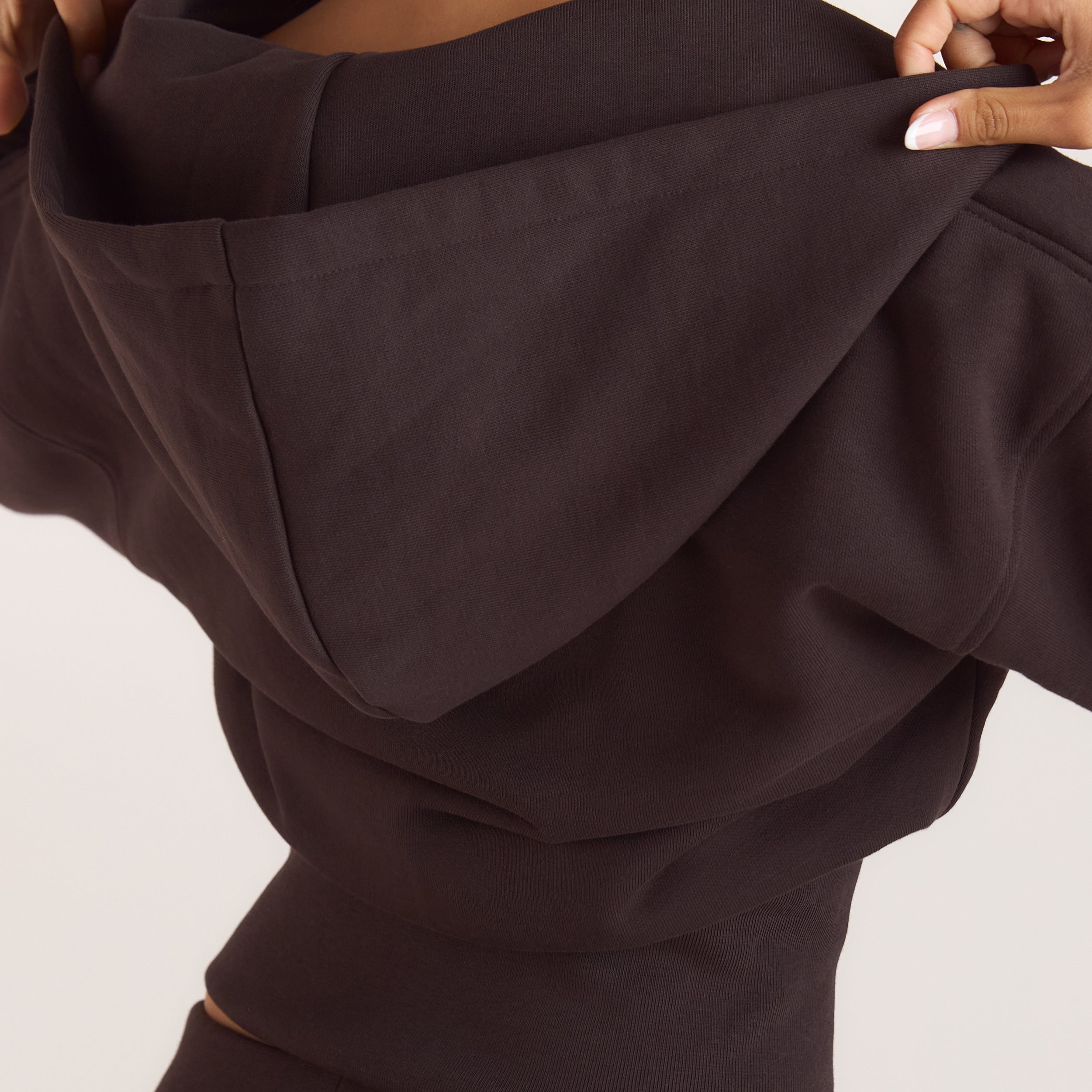Fitted-Waist Zip-Up Hoodie | Fitted-Waist Zip-Up Hoodie - Dark Chocolate