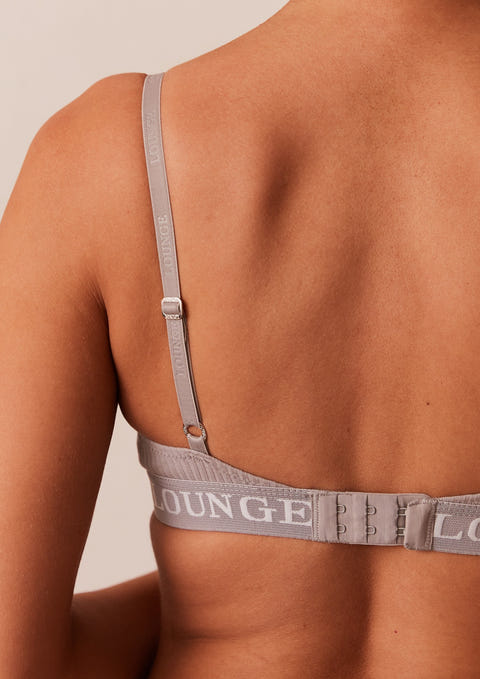 Ultra Comfort Ribbed T-Shirt Bra & Thong Set - Grey – Lounge Underwear