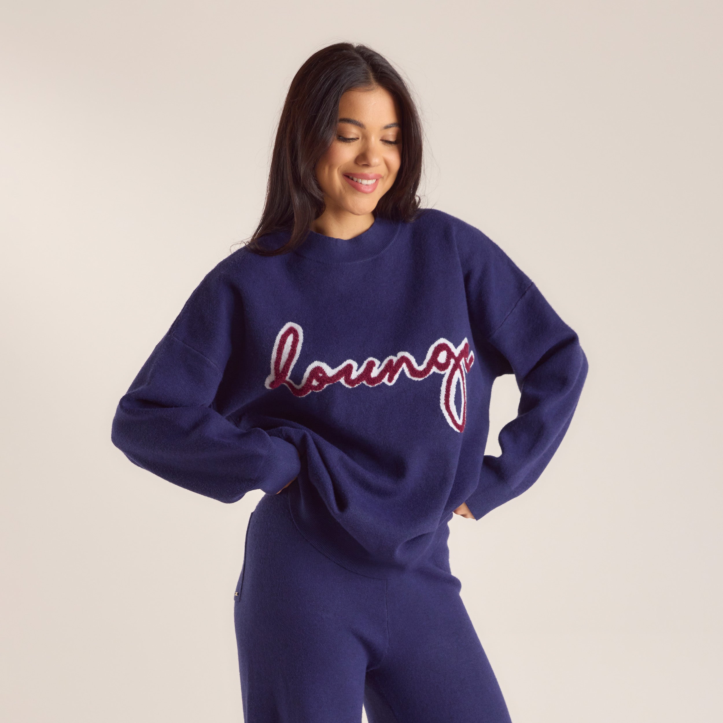 Logo Knitted Crew Neck Jumper | Logo Knitted Crew Neck Jumper - Navy
