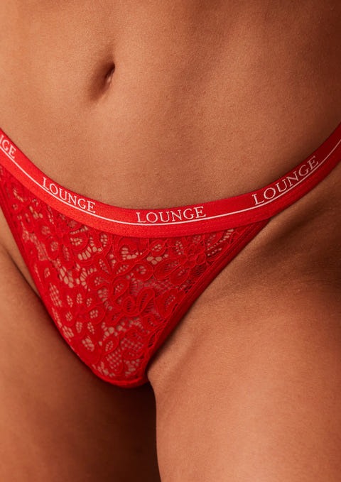 Balcony Bra & Thong Set - Red – Lounge Underwear