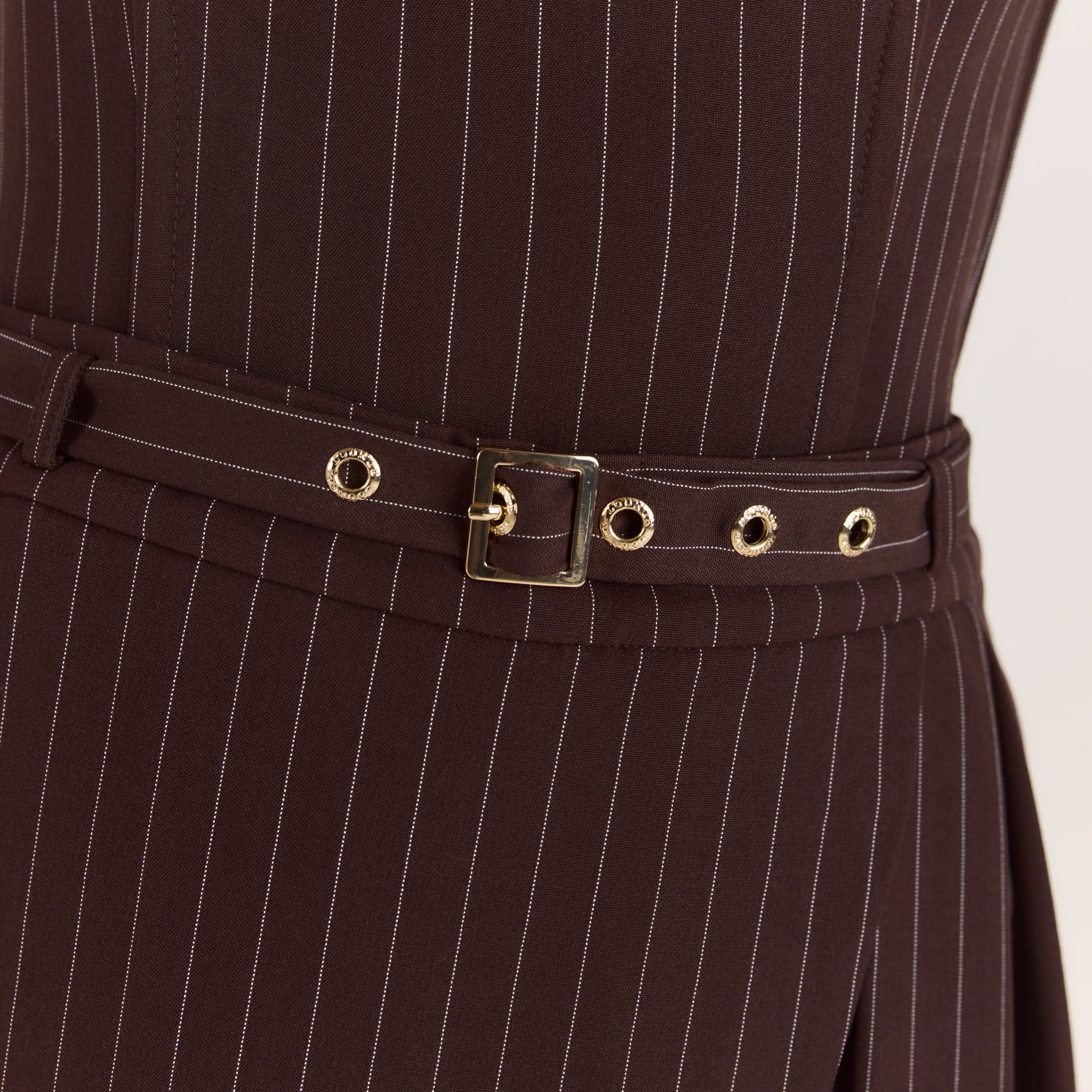 Pleated Skort | Pleated Skort - Brown Pinstripe